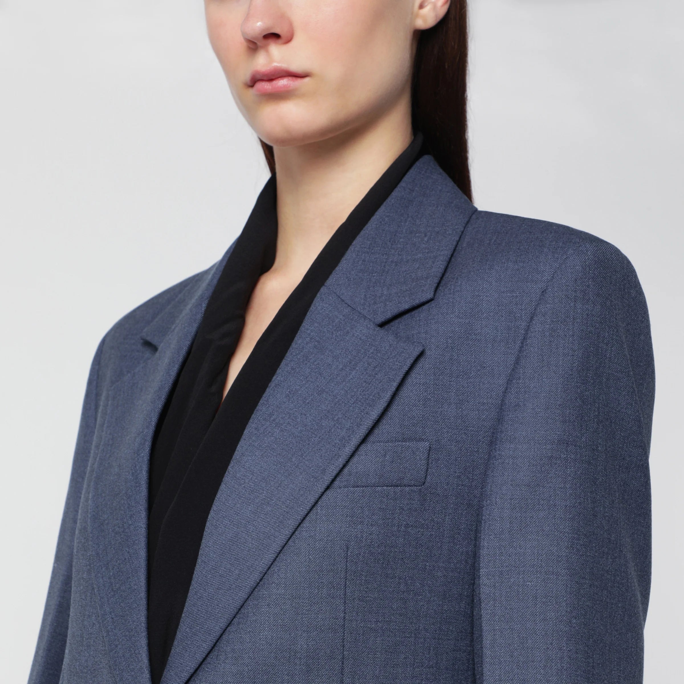 Victoria Beckham Katherine single-breasted jacket in blue mélange wool blend