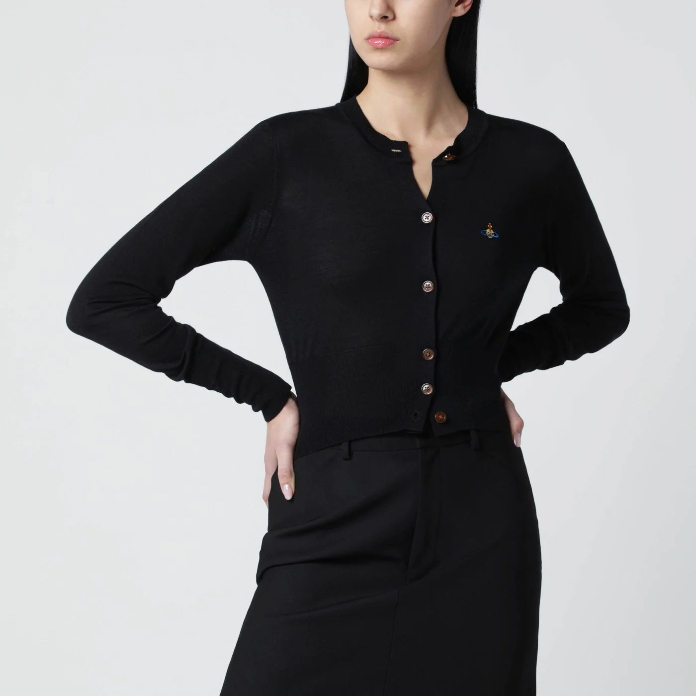 Vivienne Westwood Black cropped wool and silk cardigan