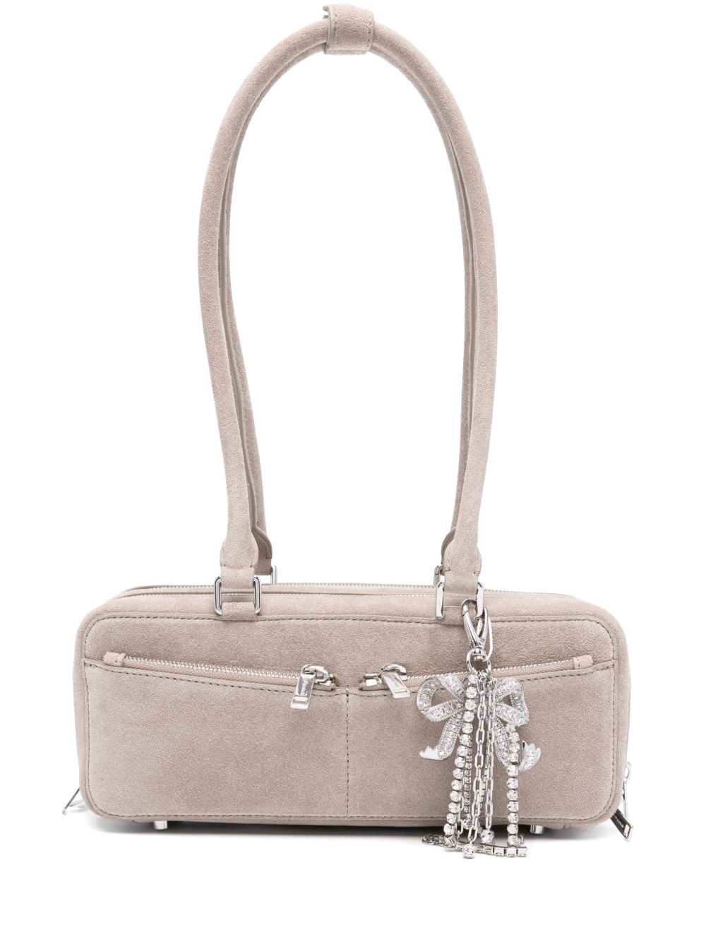 Self-Portrait suede baguette shoulder bag