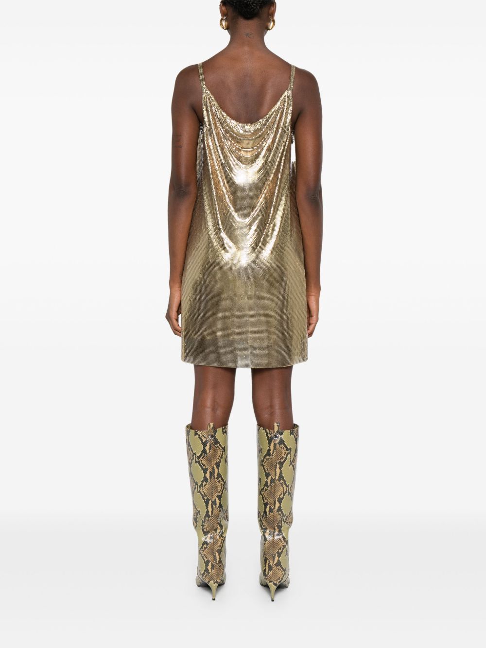 Fustan mini me rrjetë metalike Versace me slip
