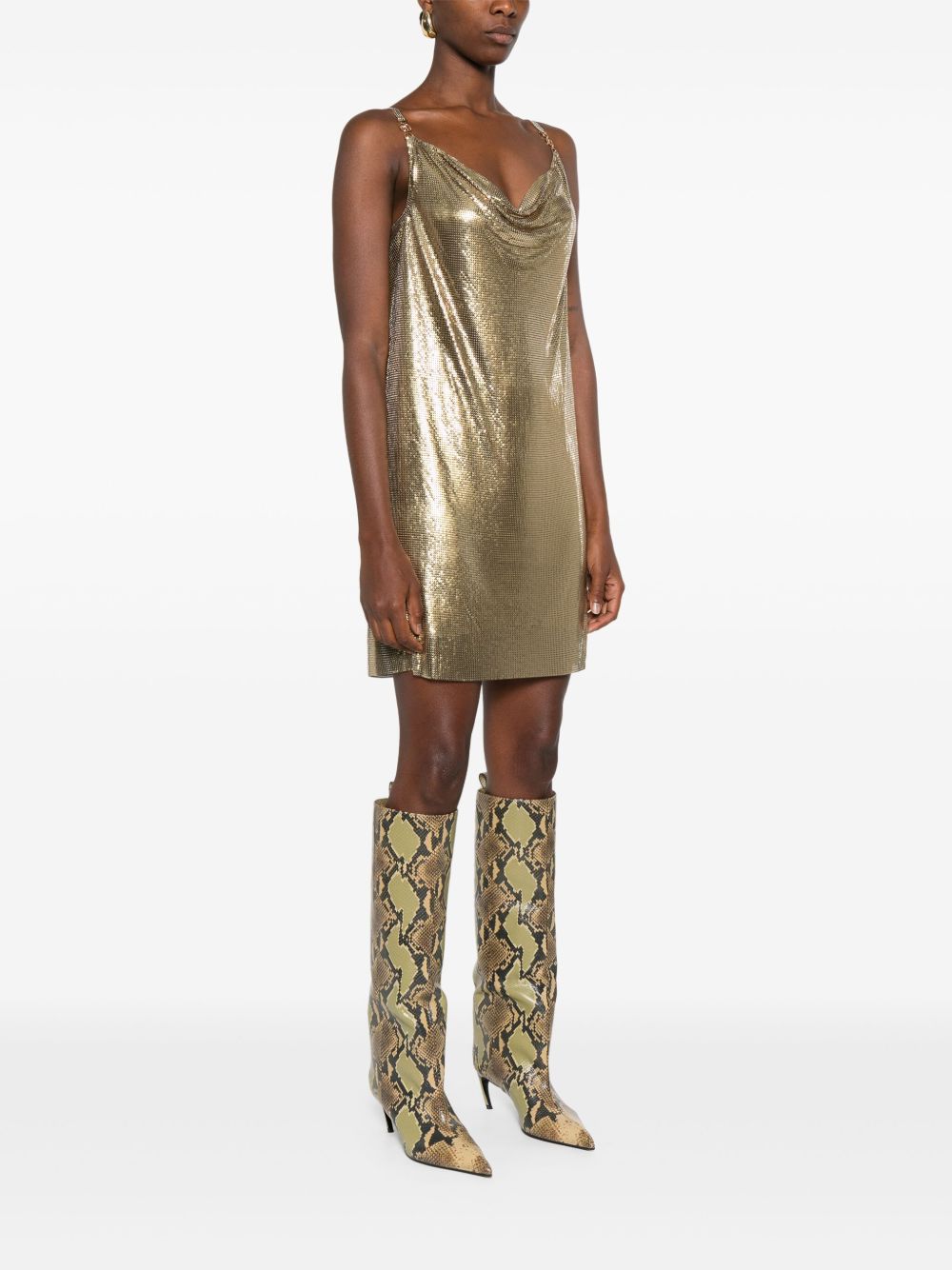 Fustan mini me rrjetë metalike Versace me slip