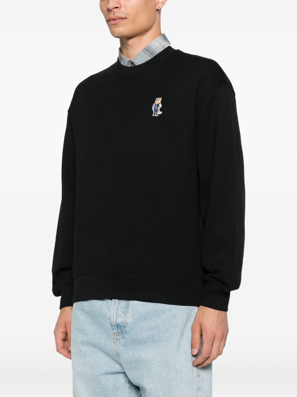 Maison Kitsuné Fox-embroidered cotton sweatshirt