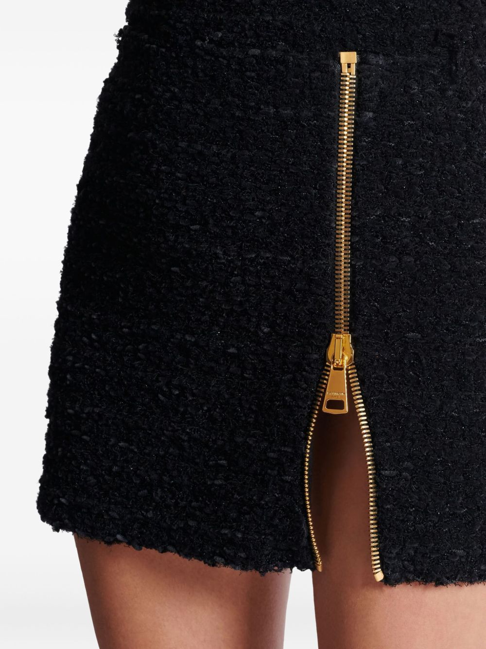 Fund i shkurtër Balmain me zinxhir, prej tweed-i