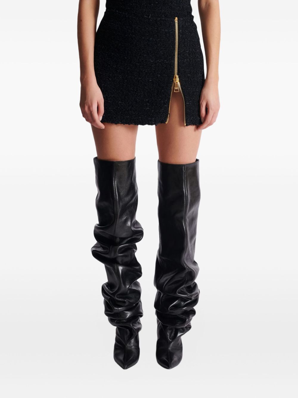 Fund i shkurtër Balmain me zinxhir, prej tweed-i
