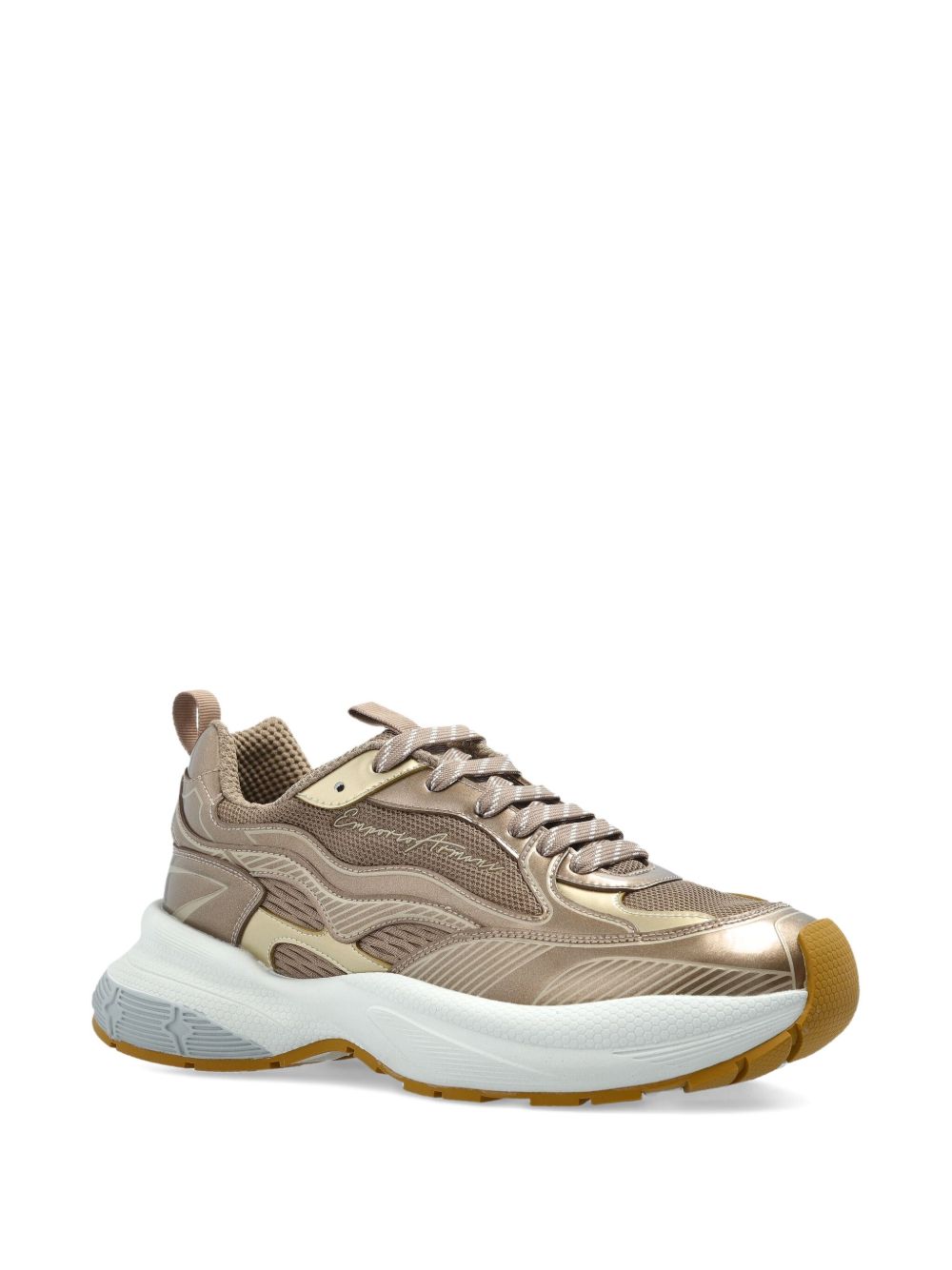 EMPORIO ARMANI EXCLUSIVE Mesh sneakers with laminated details and signature logo