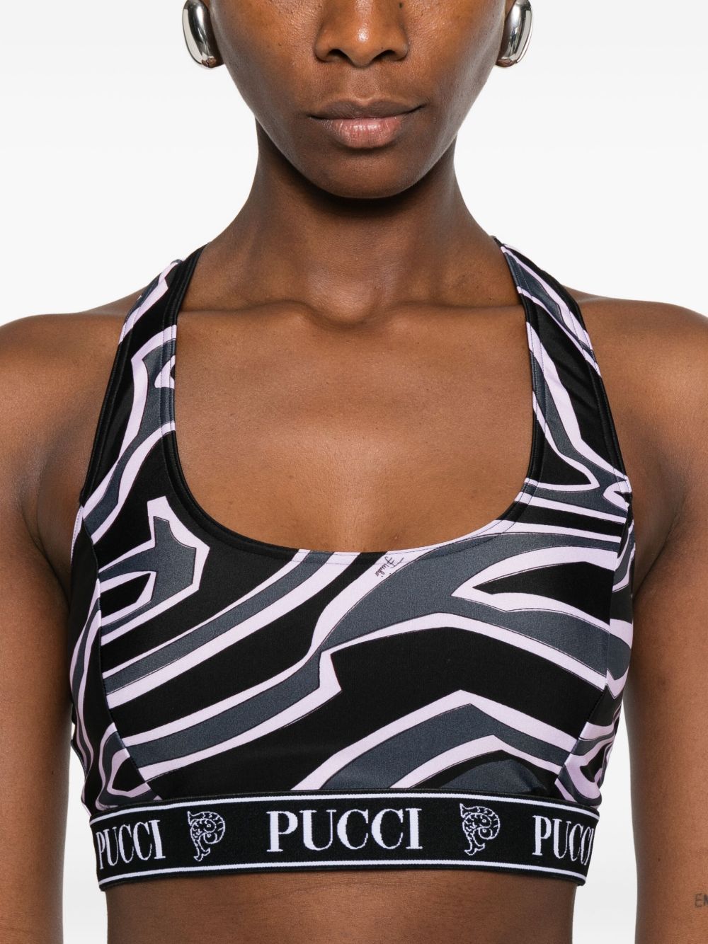 Pucci Racer-neck print bra