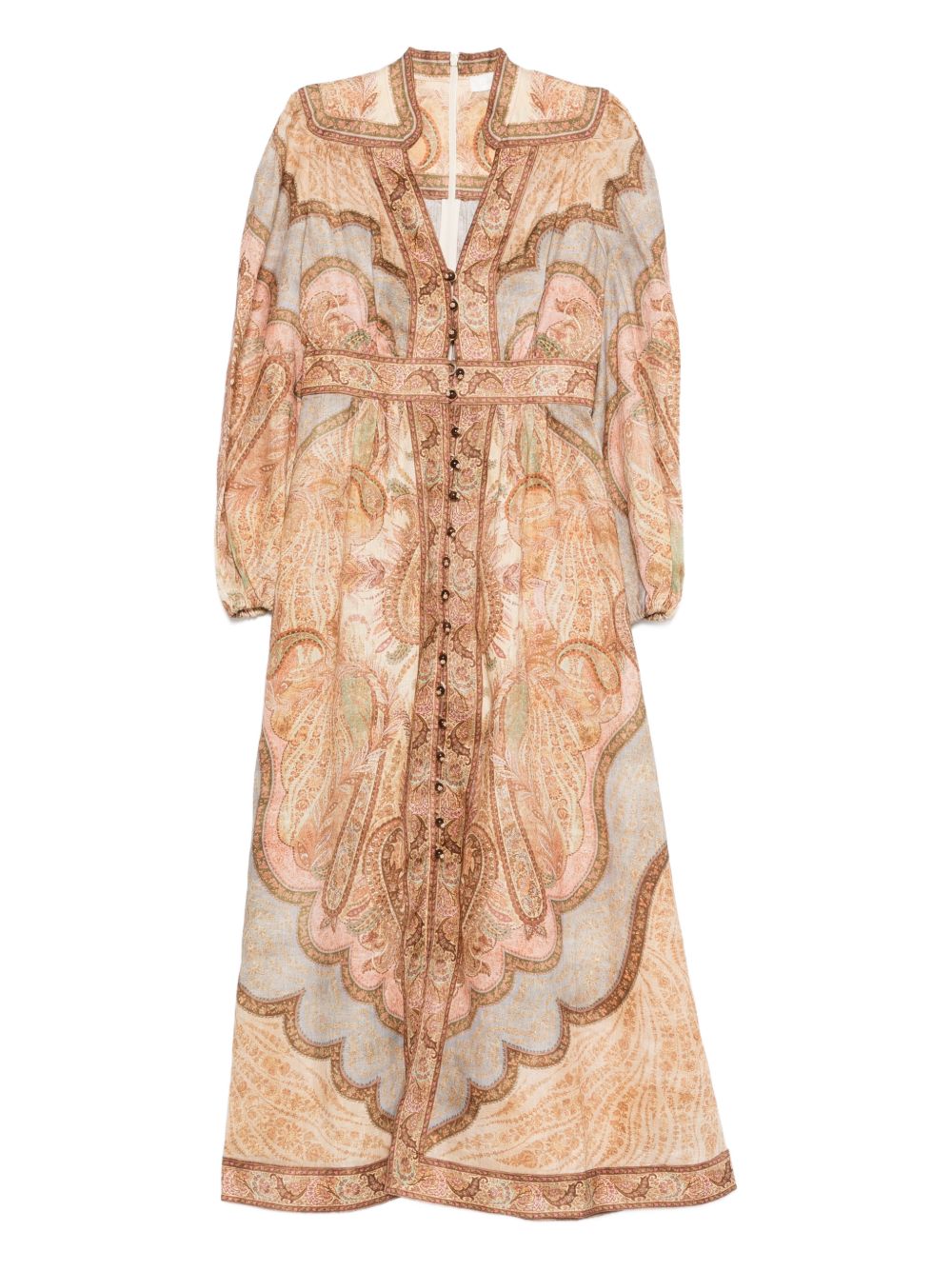Zimmermann V-neck long sleeves Wanderlust linen midi dress