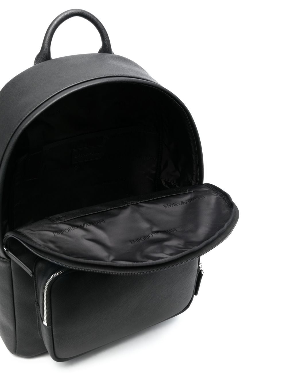 Emporio Armani Asv Regenerated Saffiano Leather Round Backpack With Eagle Plate