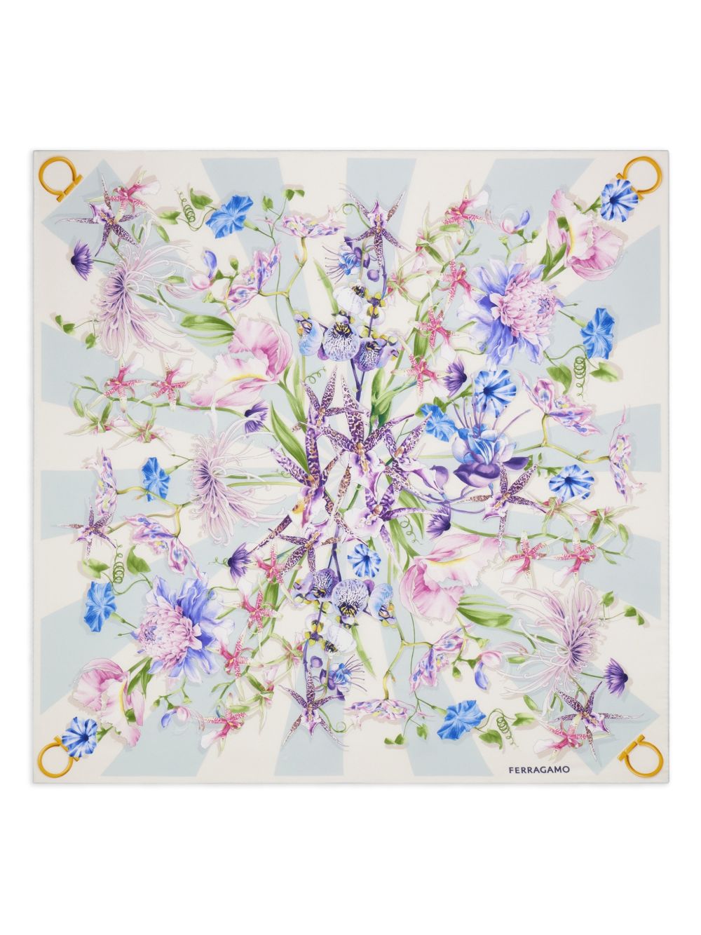 Ferragamo Floral Bloom Print Silk Scarf