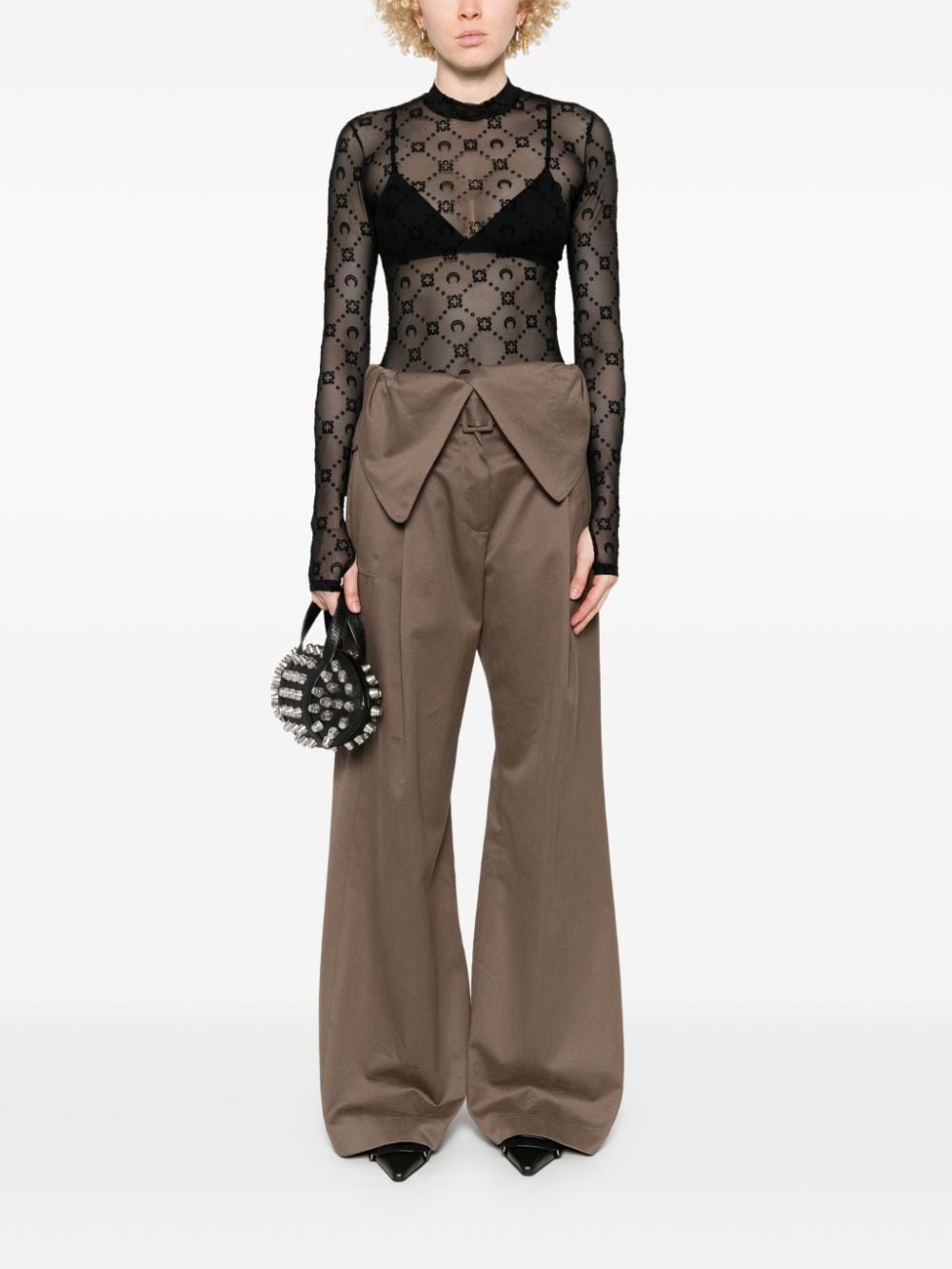 Marine Serre Moonogram mesh flock top