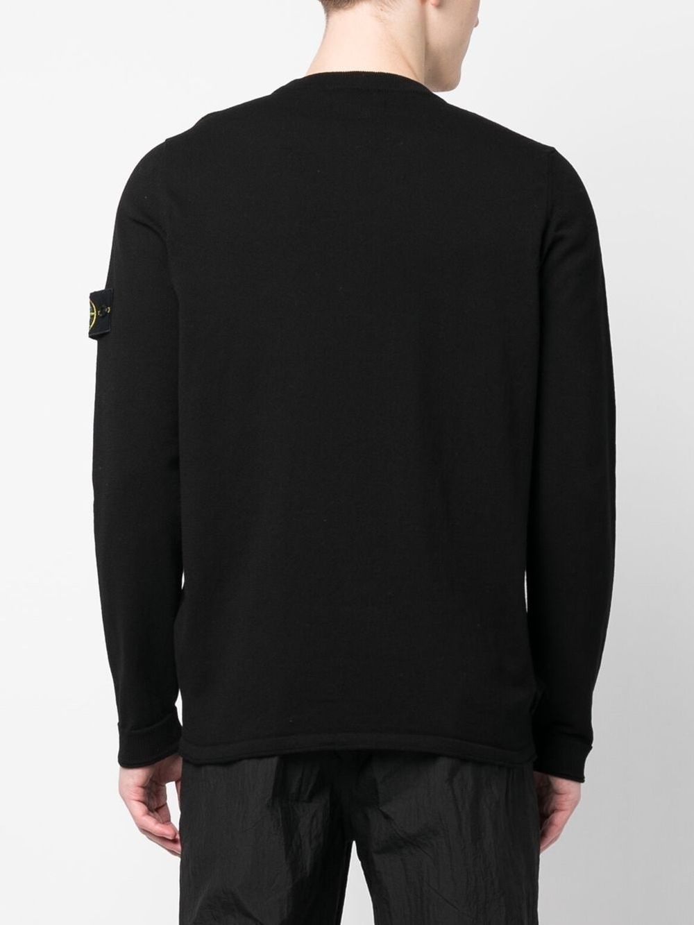 Stone Island Compass motif ribbed cuffs Cotton crewneck sweater
