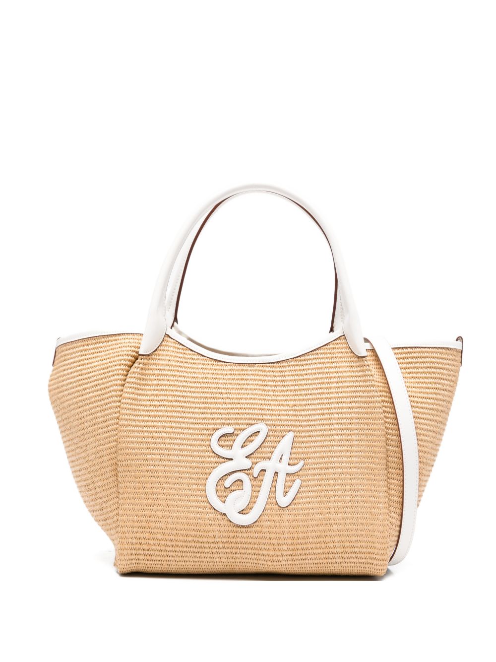 Emporio Armani Woven Straw Medium Shopper Bag