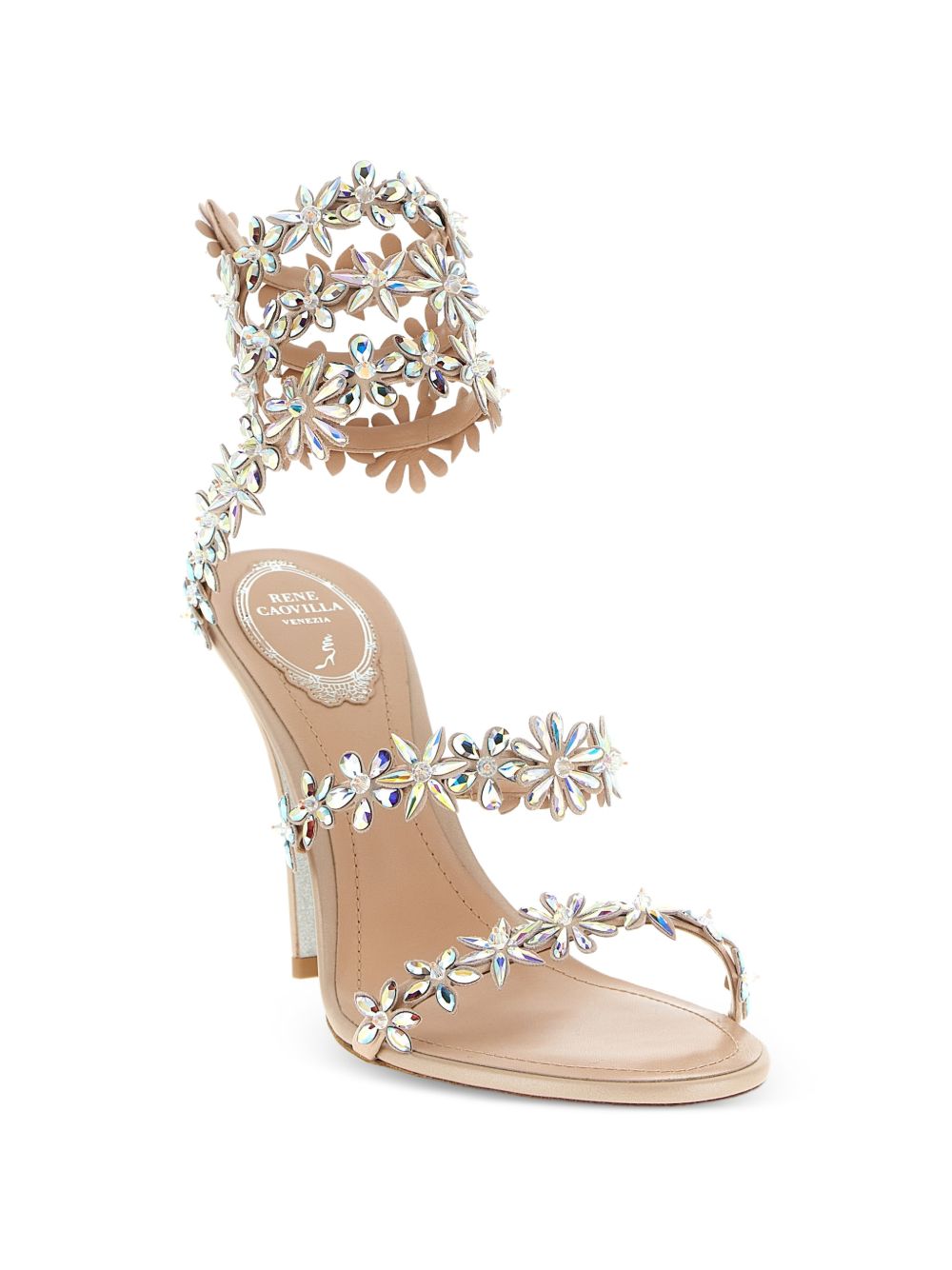 René Caovilla Eva floral crystal sandals