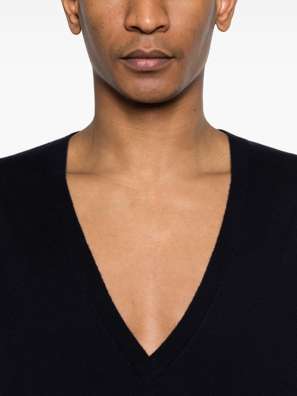 Extreme Cashmere V-neck striped cuffs Wool and cashmere v-necked sweater
