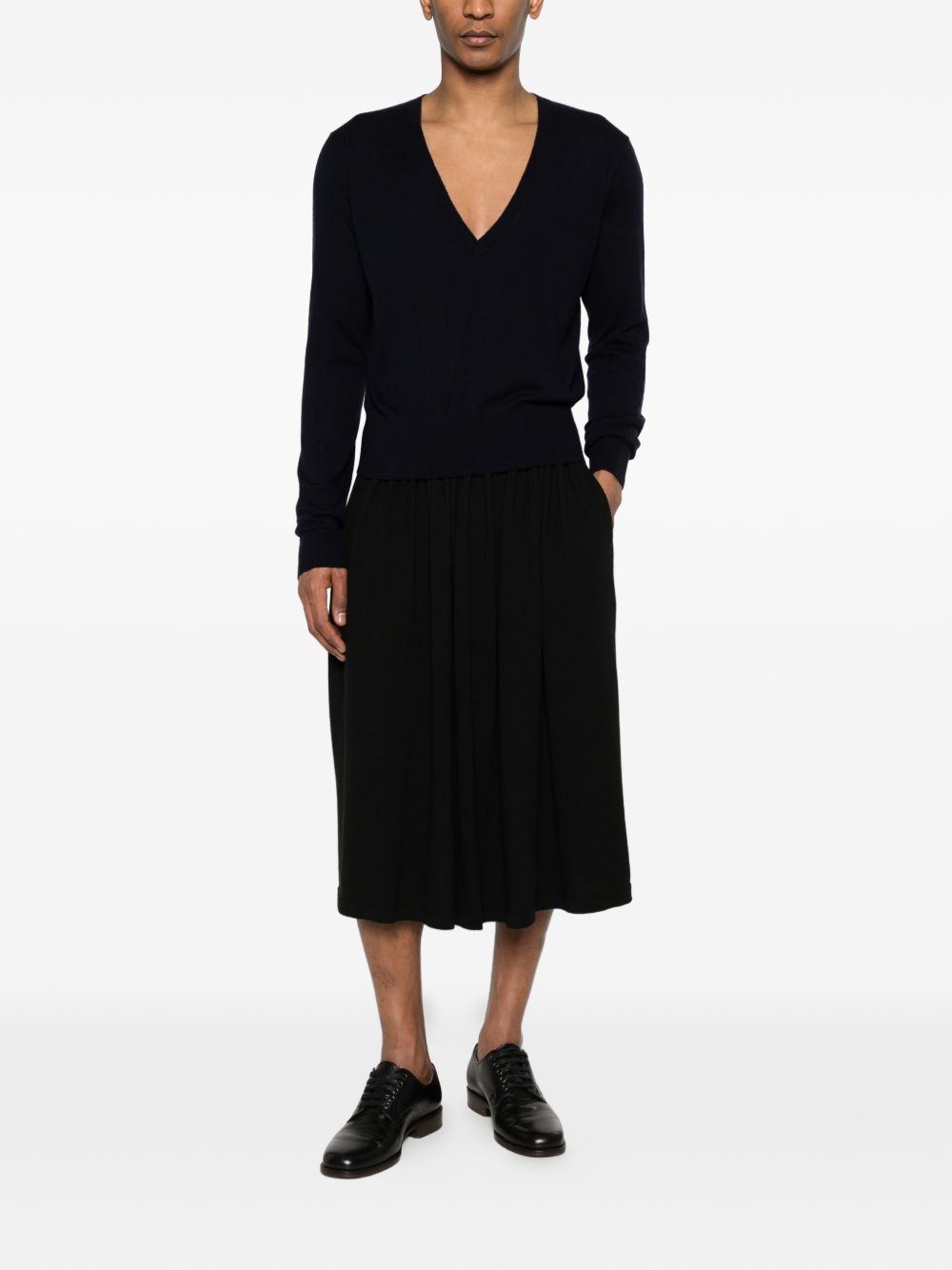 Extreme Cashmere V-neck striped cuffs Wool and cashmere v-necked sweater