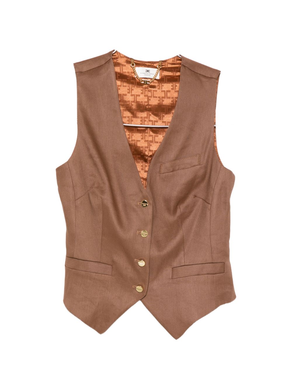 Elisabetta Franchi V-neck button fastening pockets Linen blend vest