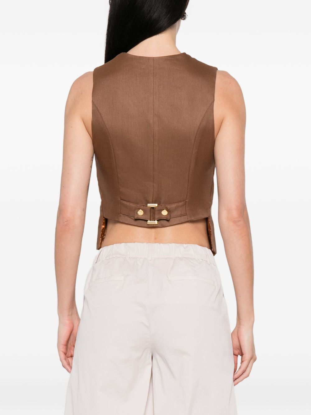 Elisabetta Franchi V-neck button fastening pockets Linen blend vest