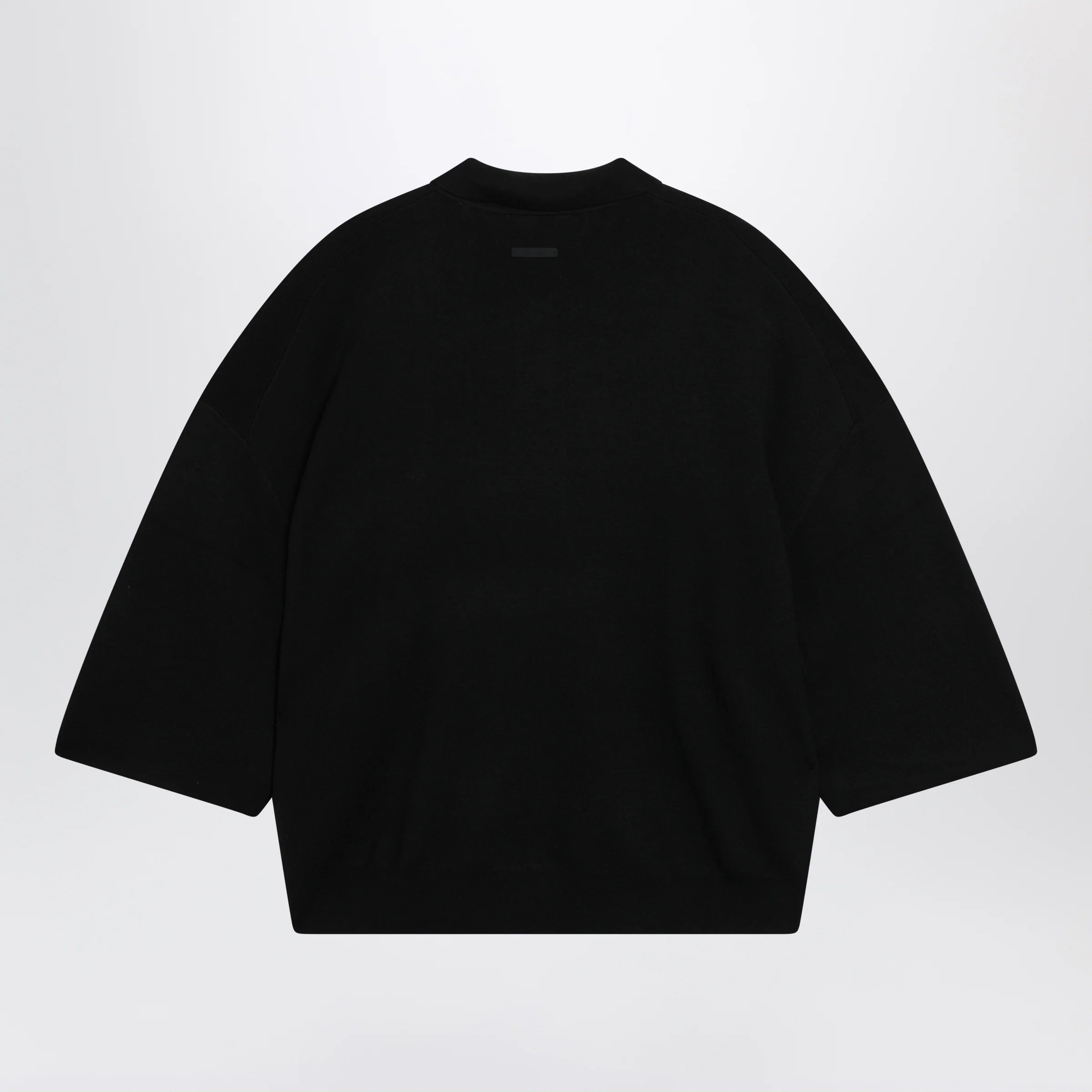 Fear of God Essentials Signature 90s-style knit 3/4-sleeve polo in black