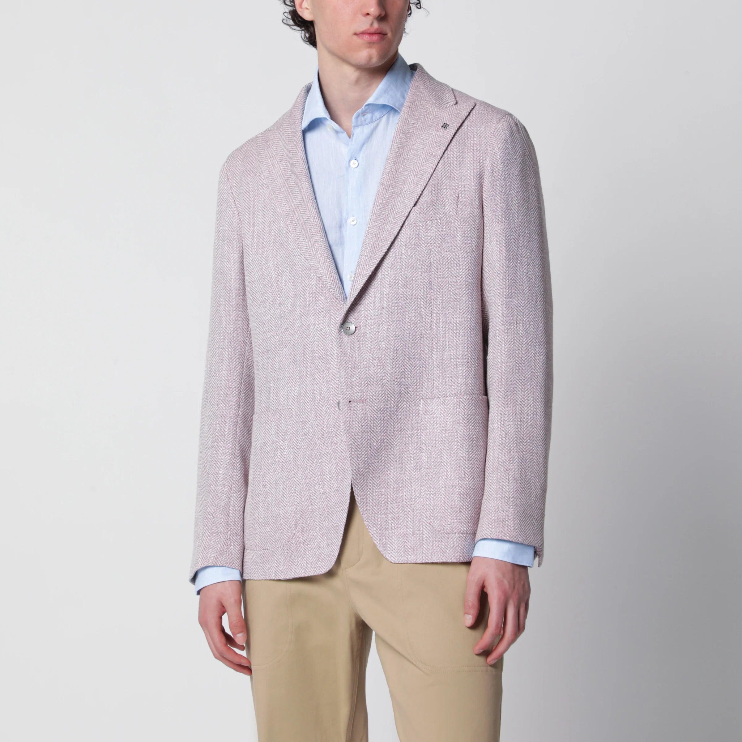 Tagliatore Single-Breasted Herringbone Jacket Lilac