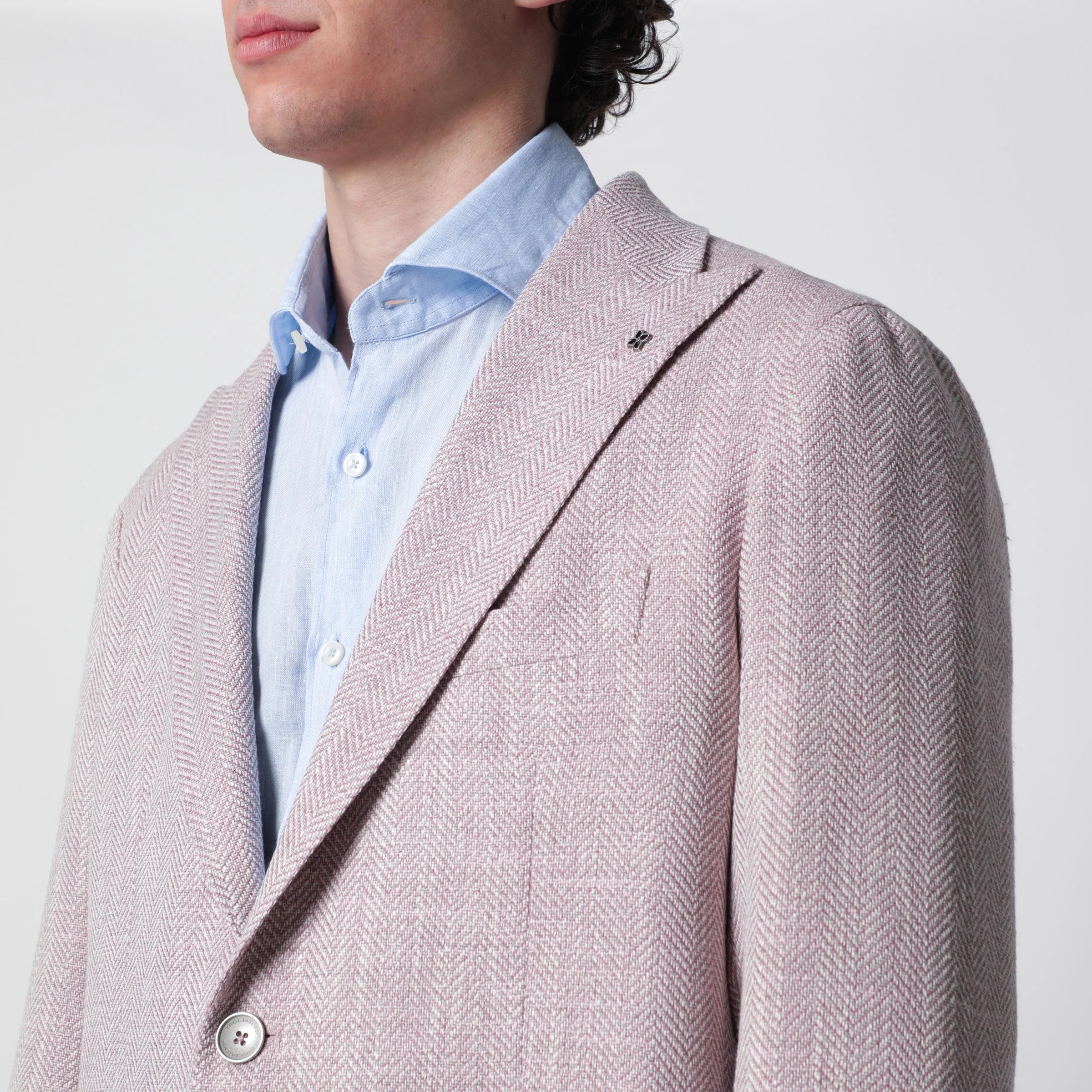 Tagliatore Single-Breasted Herringbone Jacket Lilac