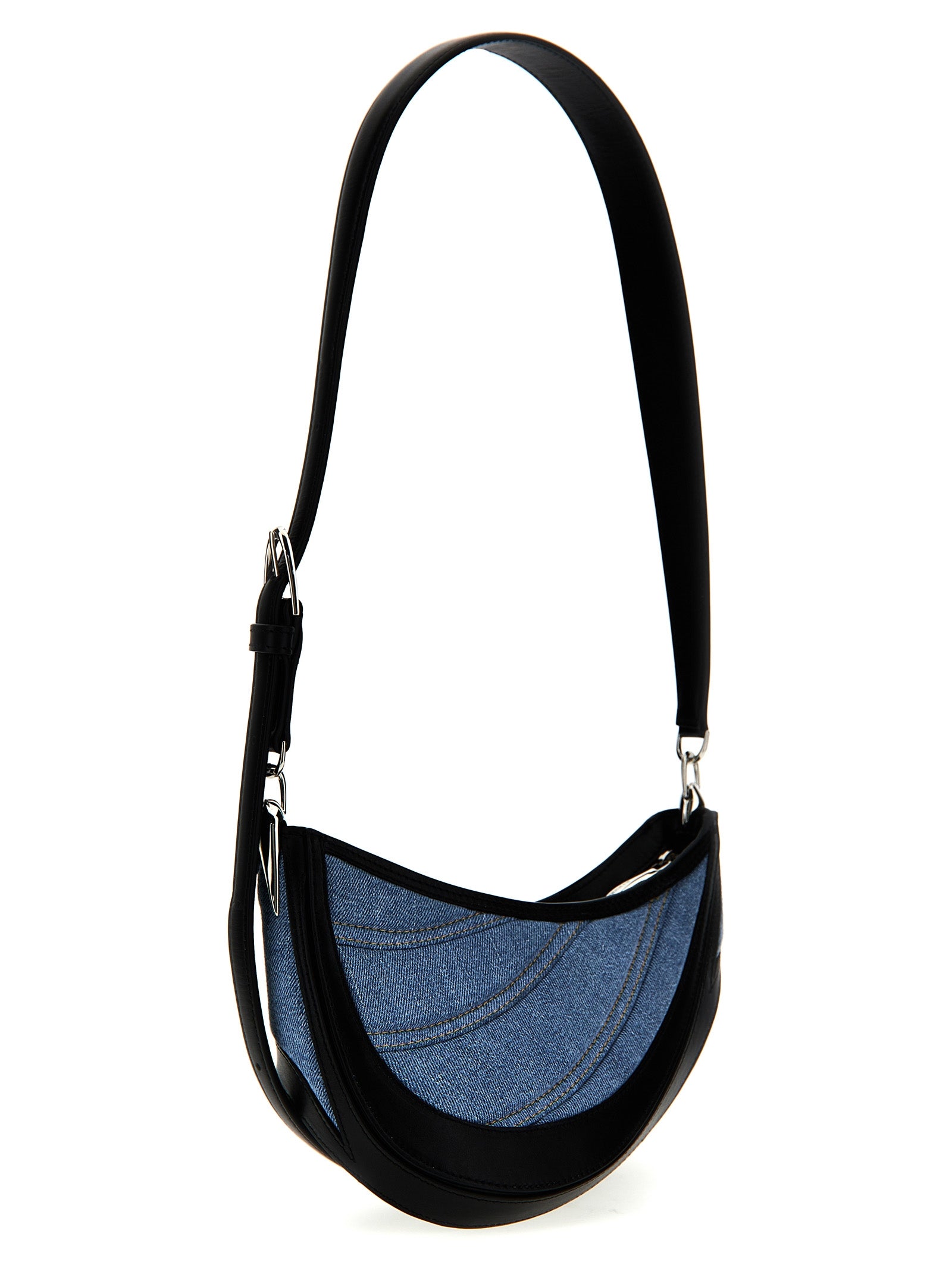 Mugler Small Denim Spiral Curve 01 Shoulder Bag
