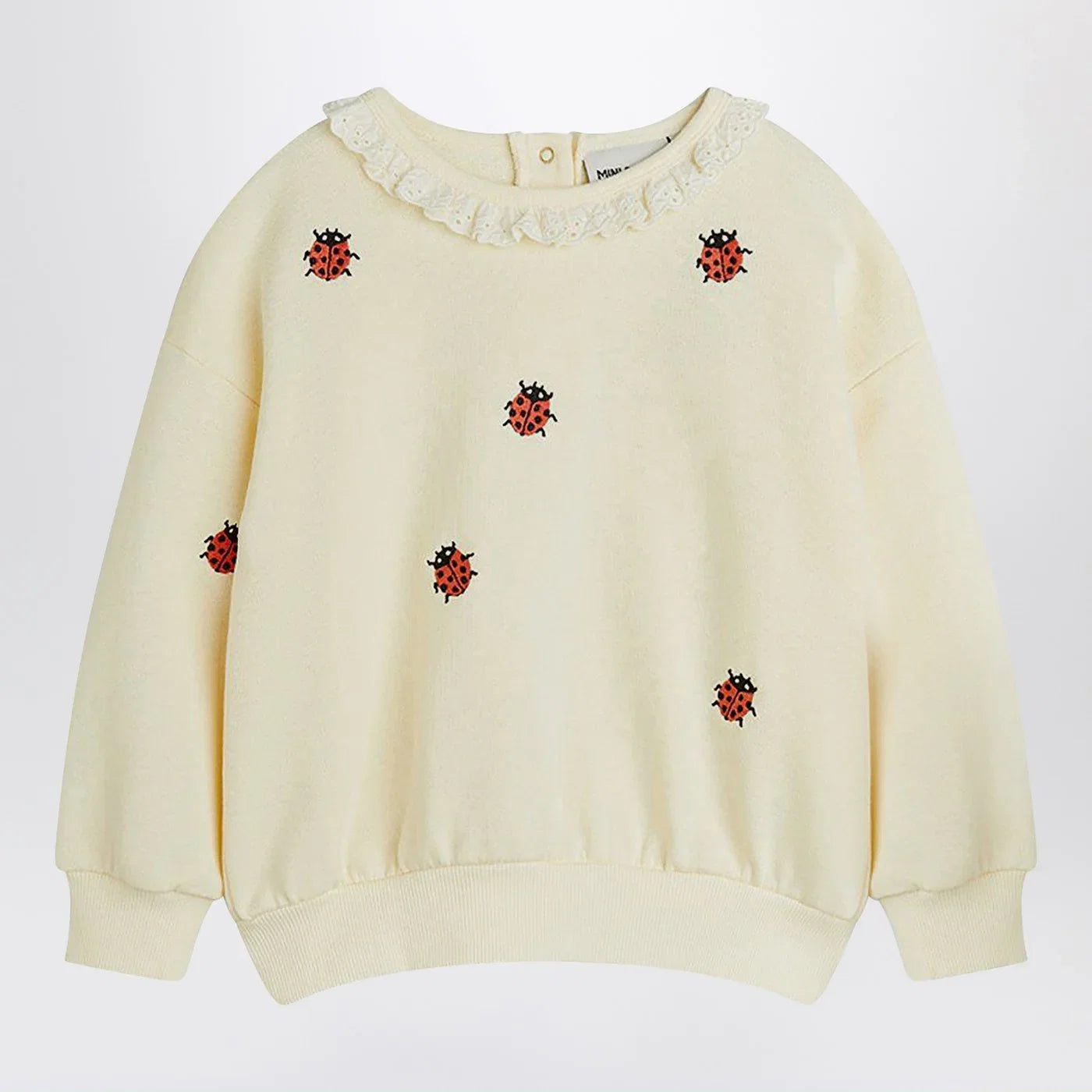 Mini Rodini Ivory sweatshirt with embroidered ladybugs