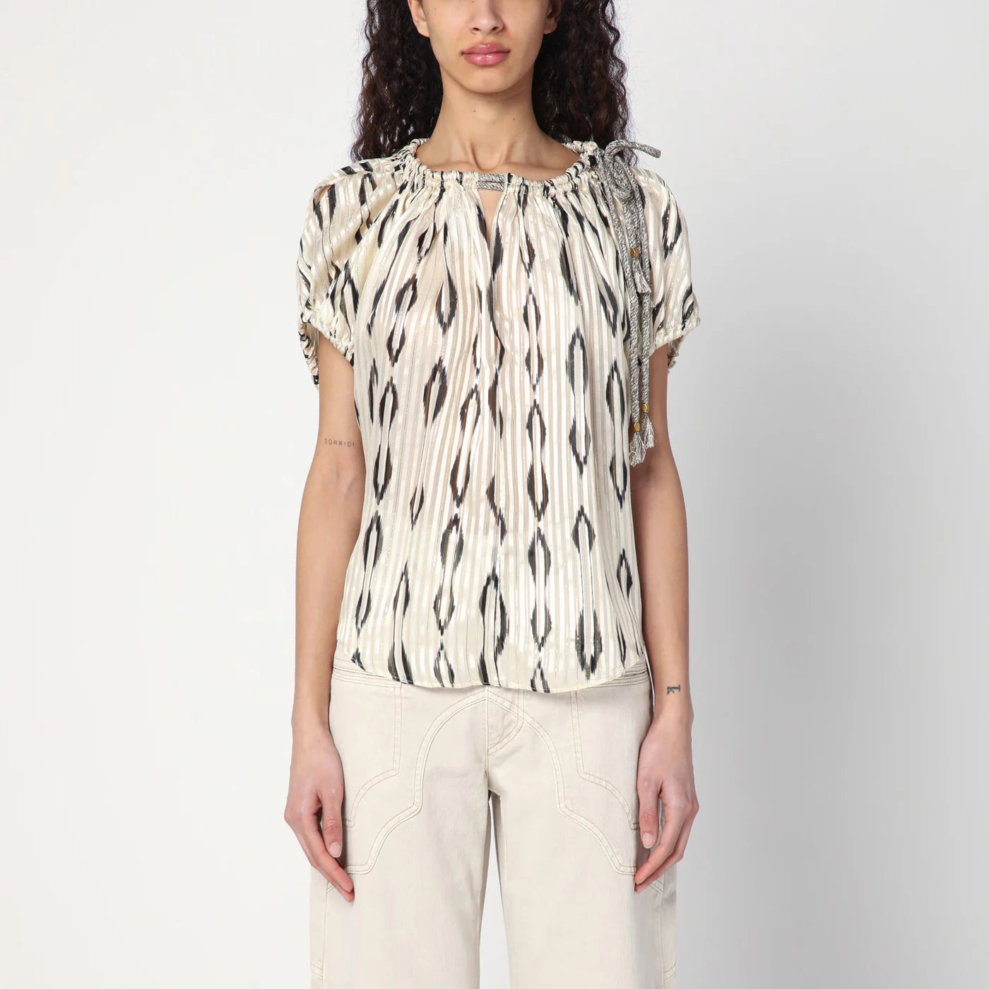 ISABEL MARANT Ecru/black blouse in silk