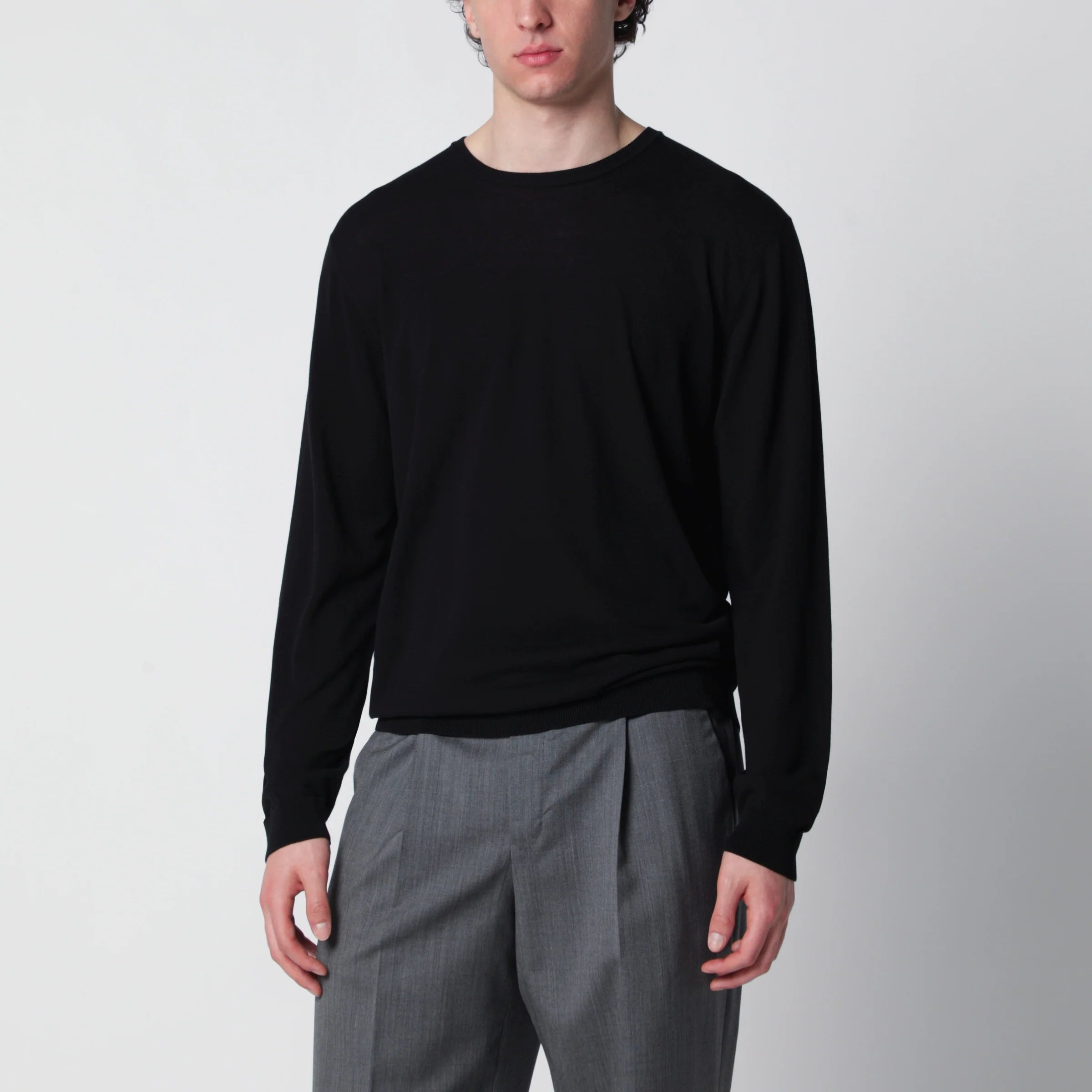 Roberto Collina Black cotton crewneck sweater