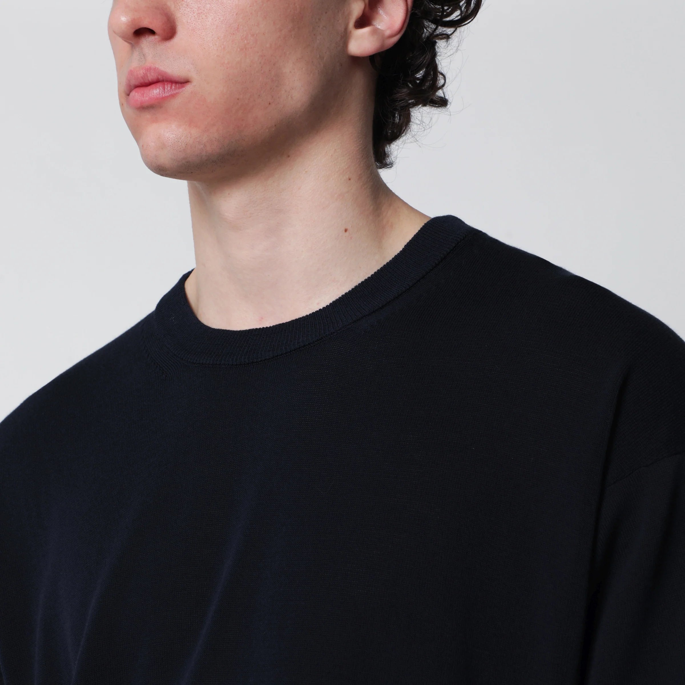 Roberto Collina Navy blue cotton knit T-shirt