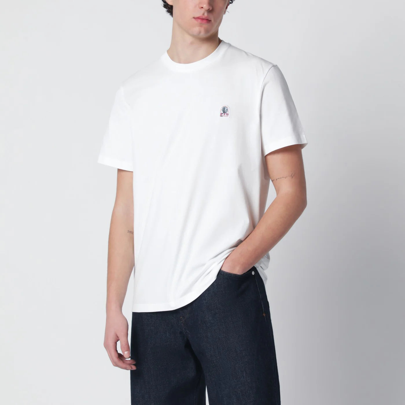 Parajumpers White regular-fit T-shirt with logo patch