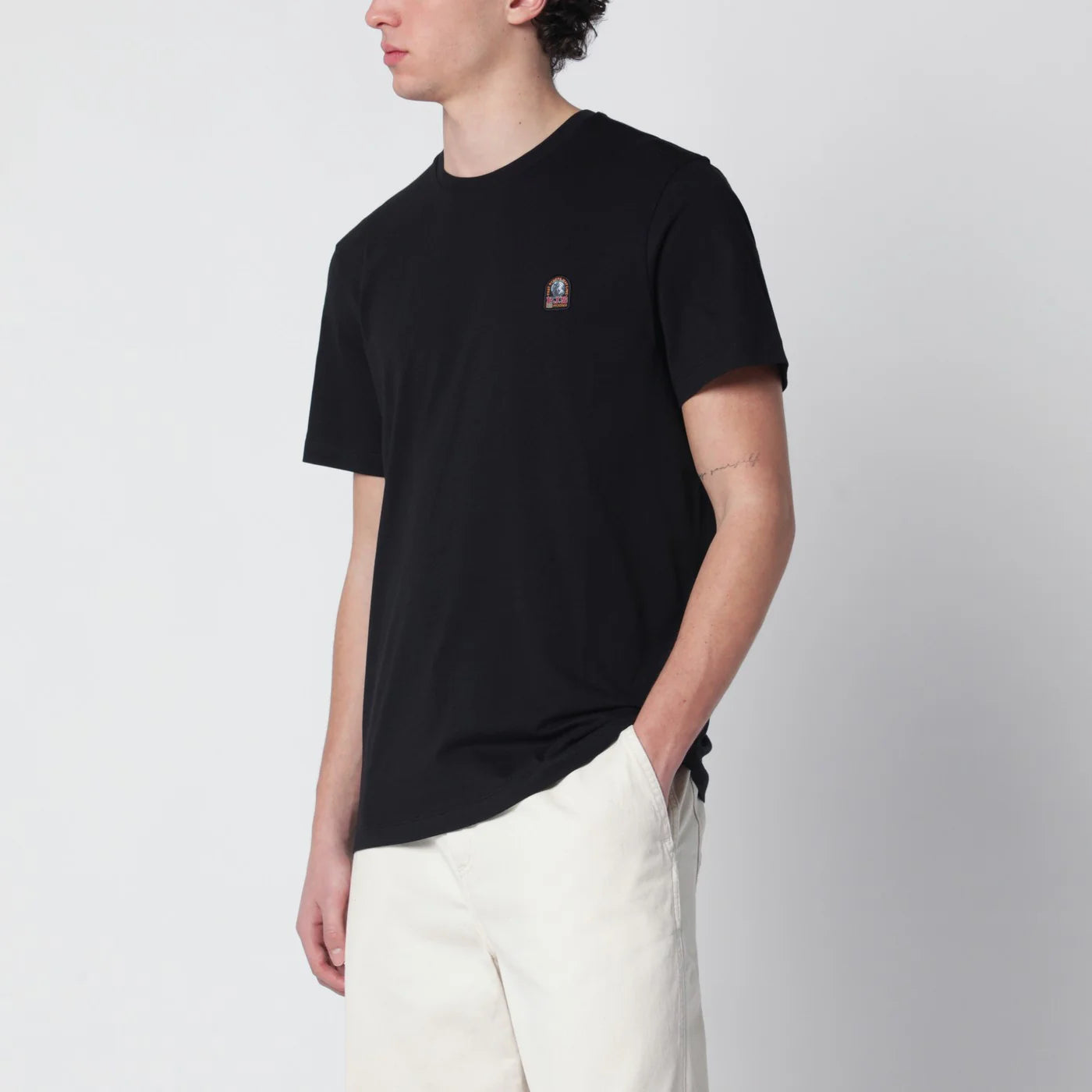 Parajumpers Black regular-fit T-shirt with logo patch