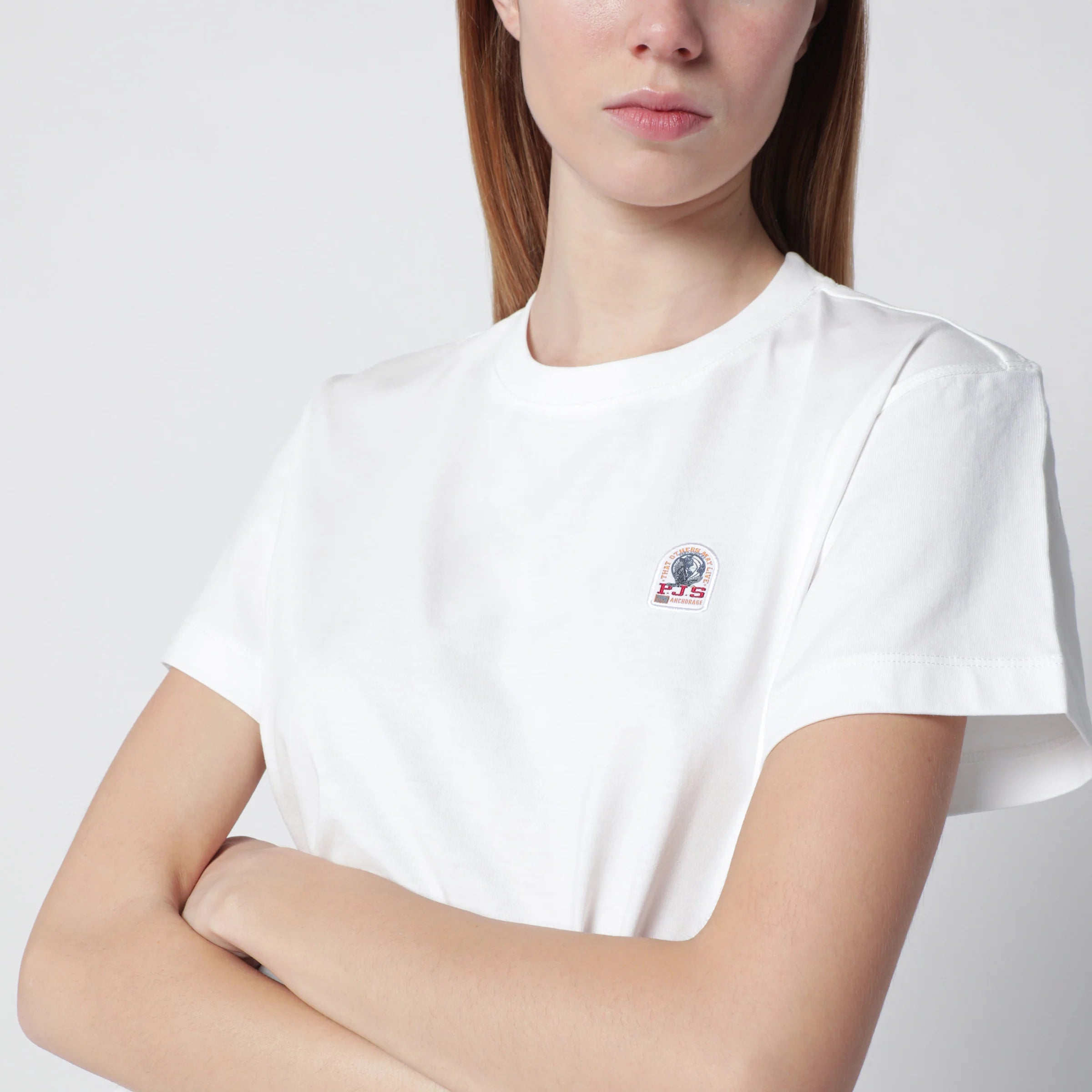 Parajumpers White cotton T-shirt with logo patch