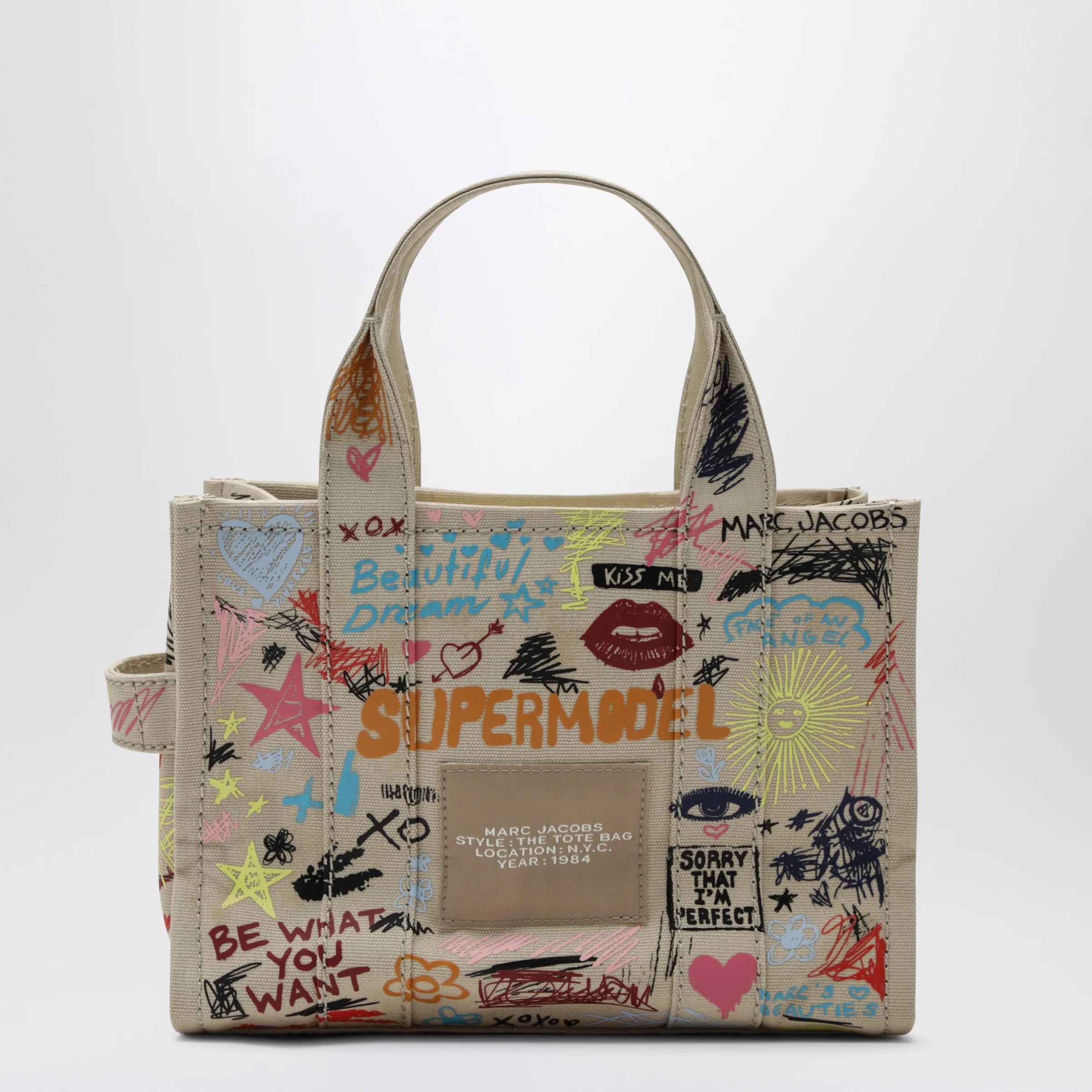 Marc Jacobs The Tote Bag small beige with punk lettering