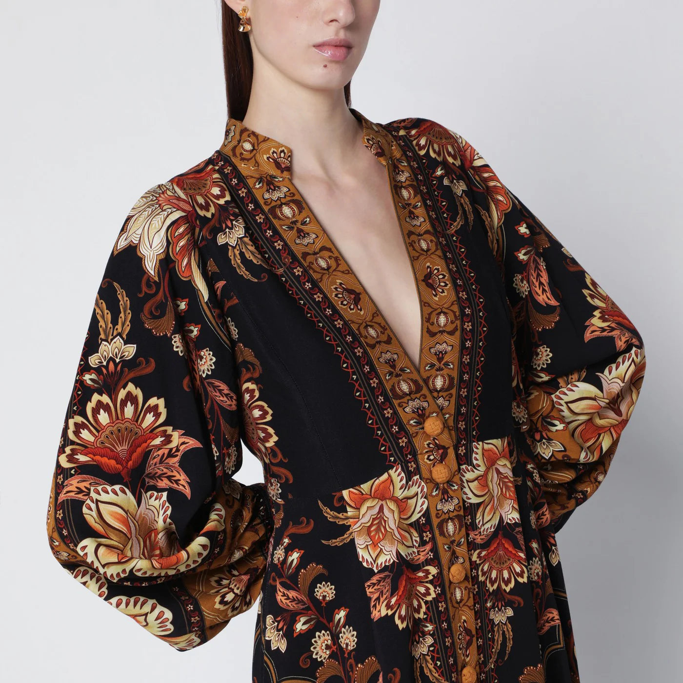 FARM Rio Black “Majestic Garden” long dress