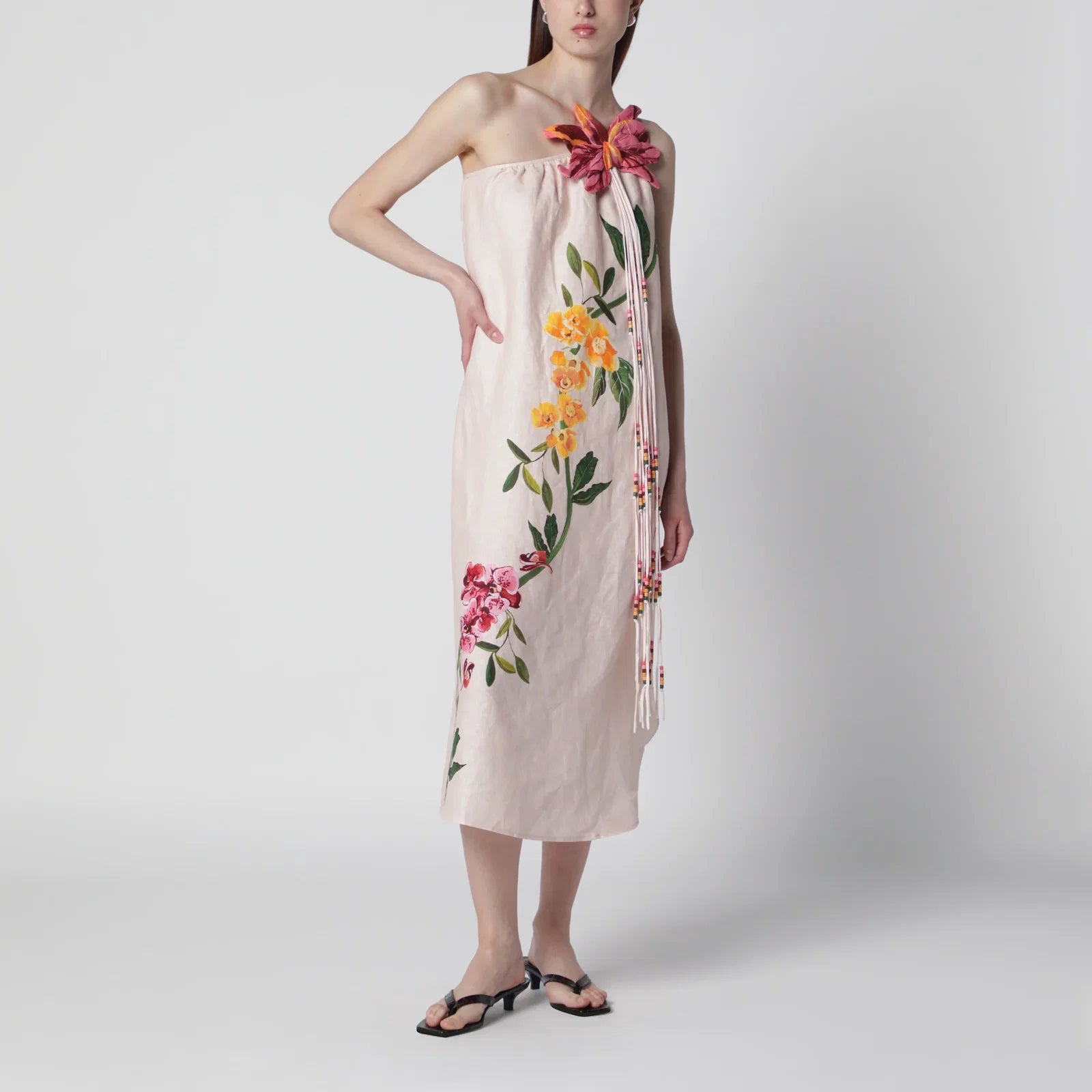FARM Rio Garden Terrace floral-print linen maxi dress