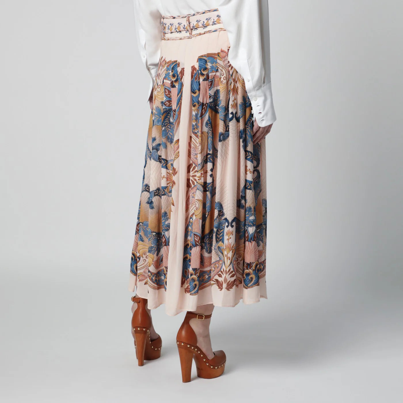 FARM Rio Pink Sea Garden pleated skirt