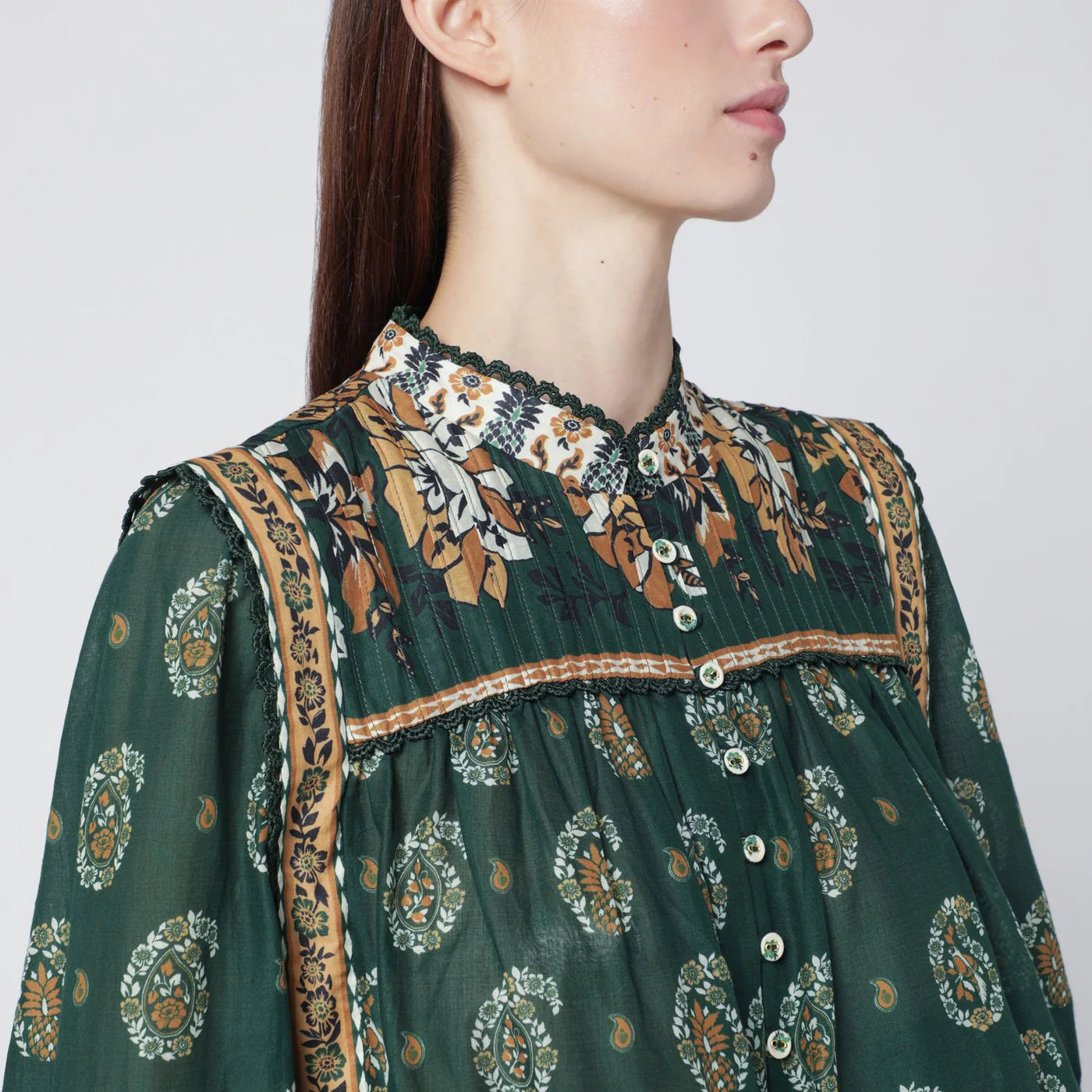 FARM Rio Tayla green cotton blouse