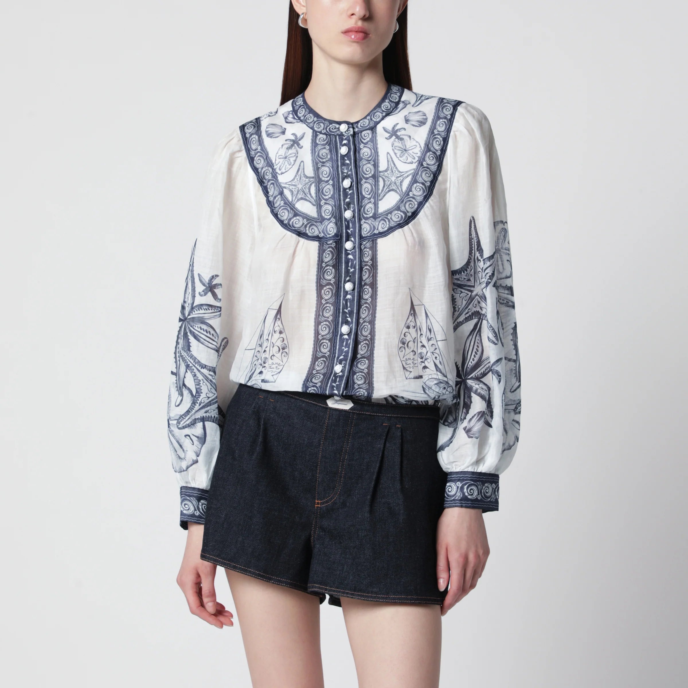 FARM Rio Coast Scarf long-sleeve blouse