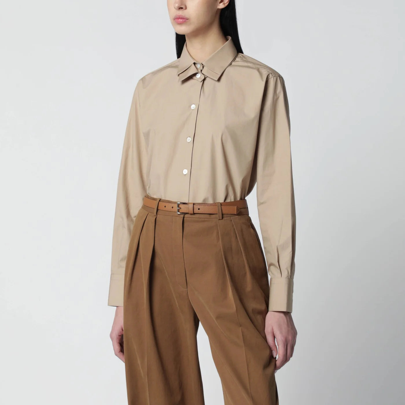 Róhe Beige shirt with double collar