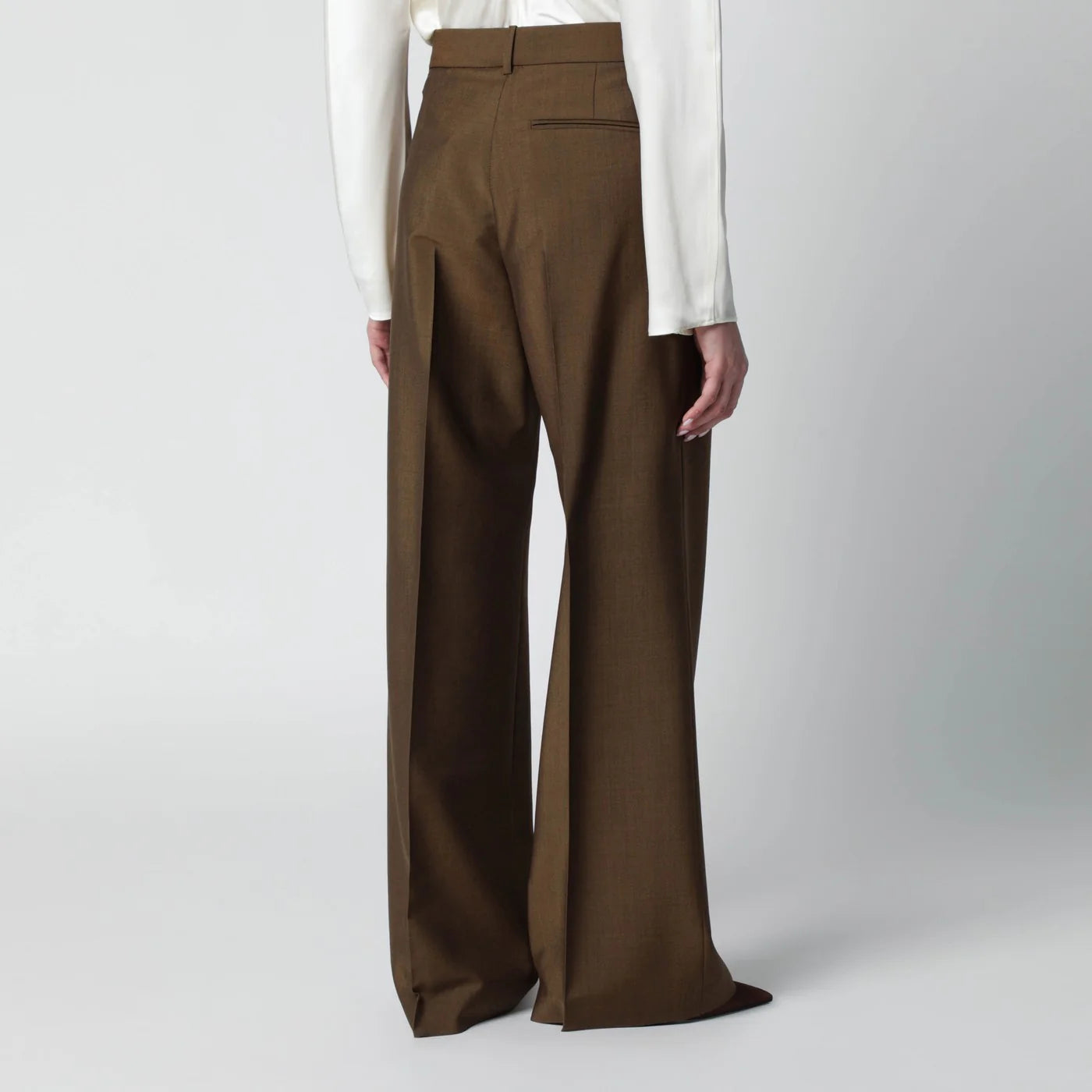 Róhe Light brown wool-blend trousers