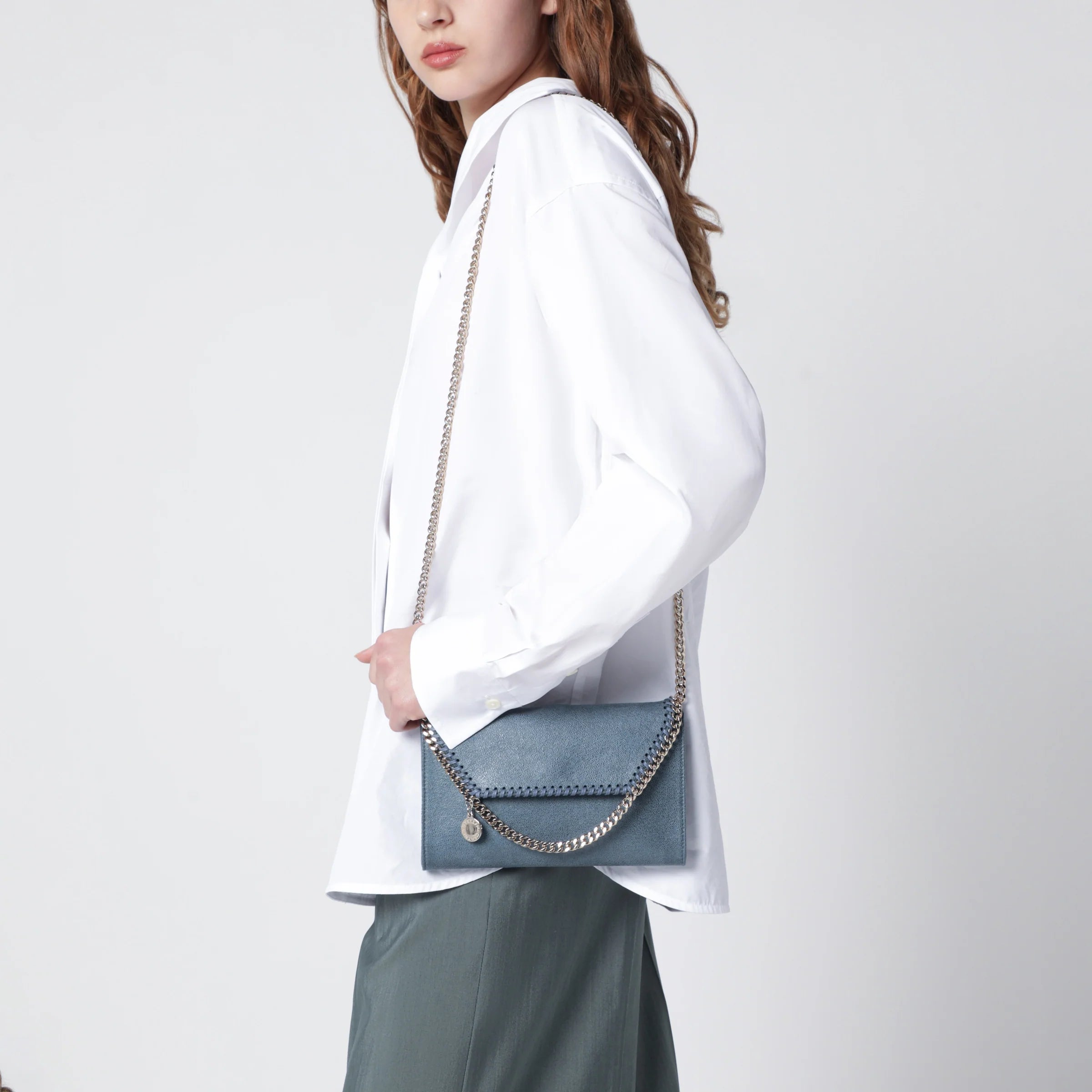 Stella McCartney Light blue Falabella shoulder wallet bag