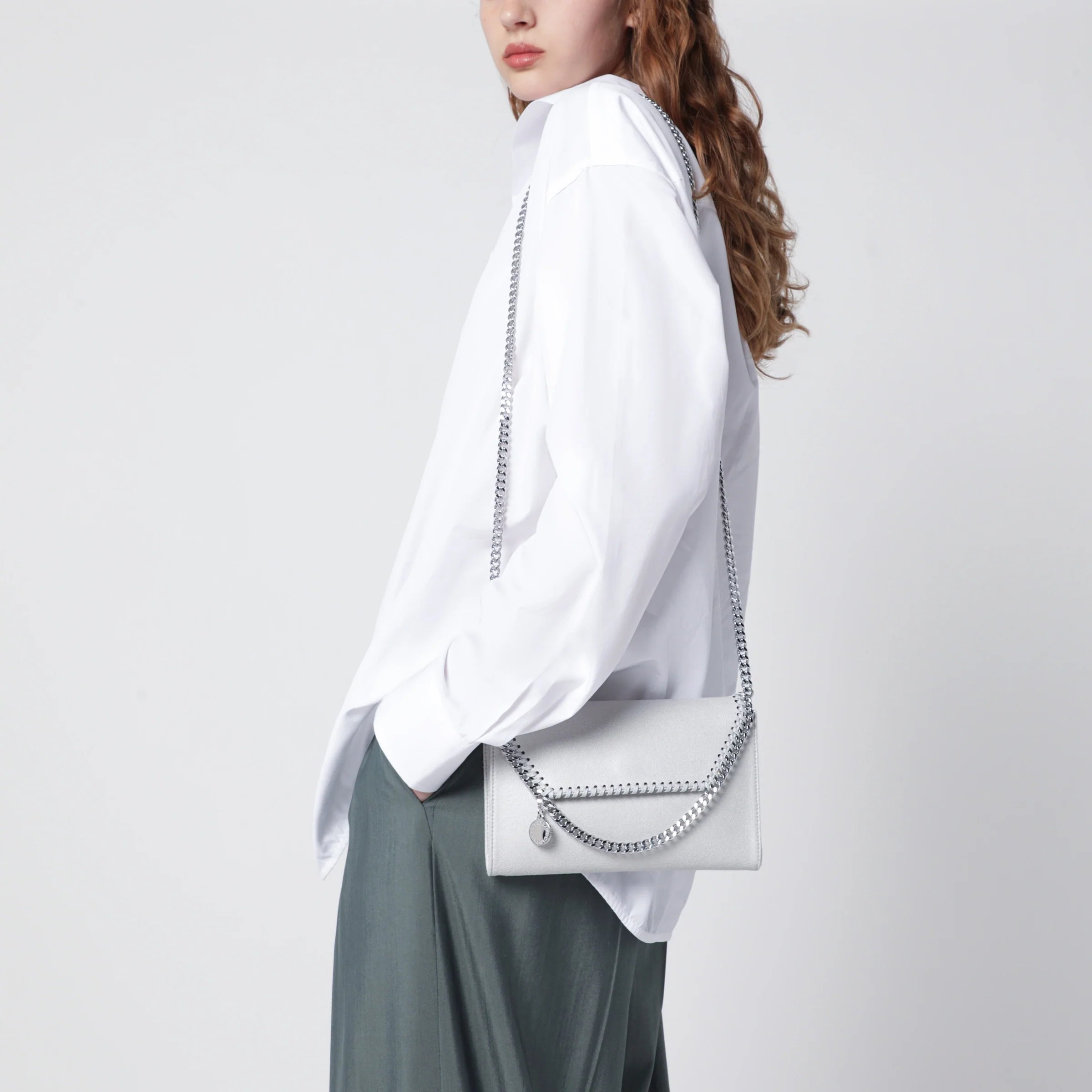 Stella McCartney Pearl grey Falabella shoulder wallet bag