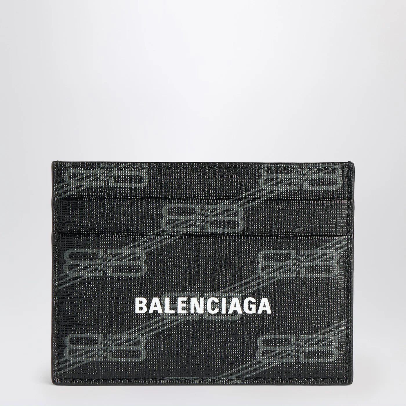 Balenciaga Signature card holder in black and grey BB Monogram coated canvas