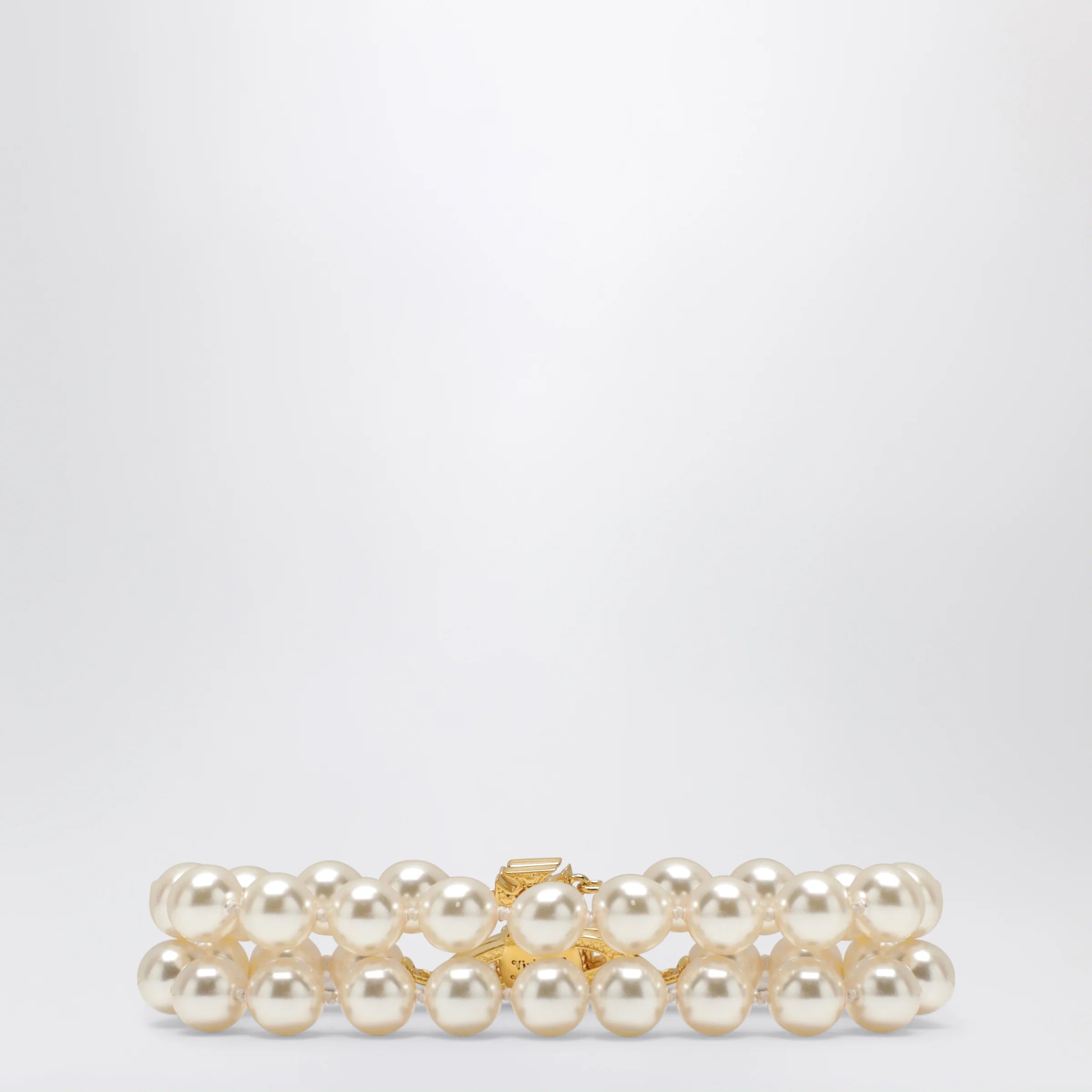 Vivienne Westwood Gold Orb two-row bracelet with pearls