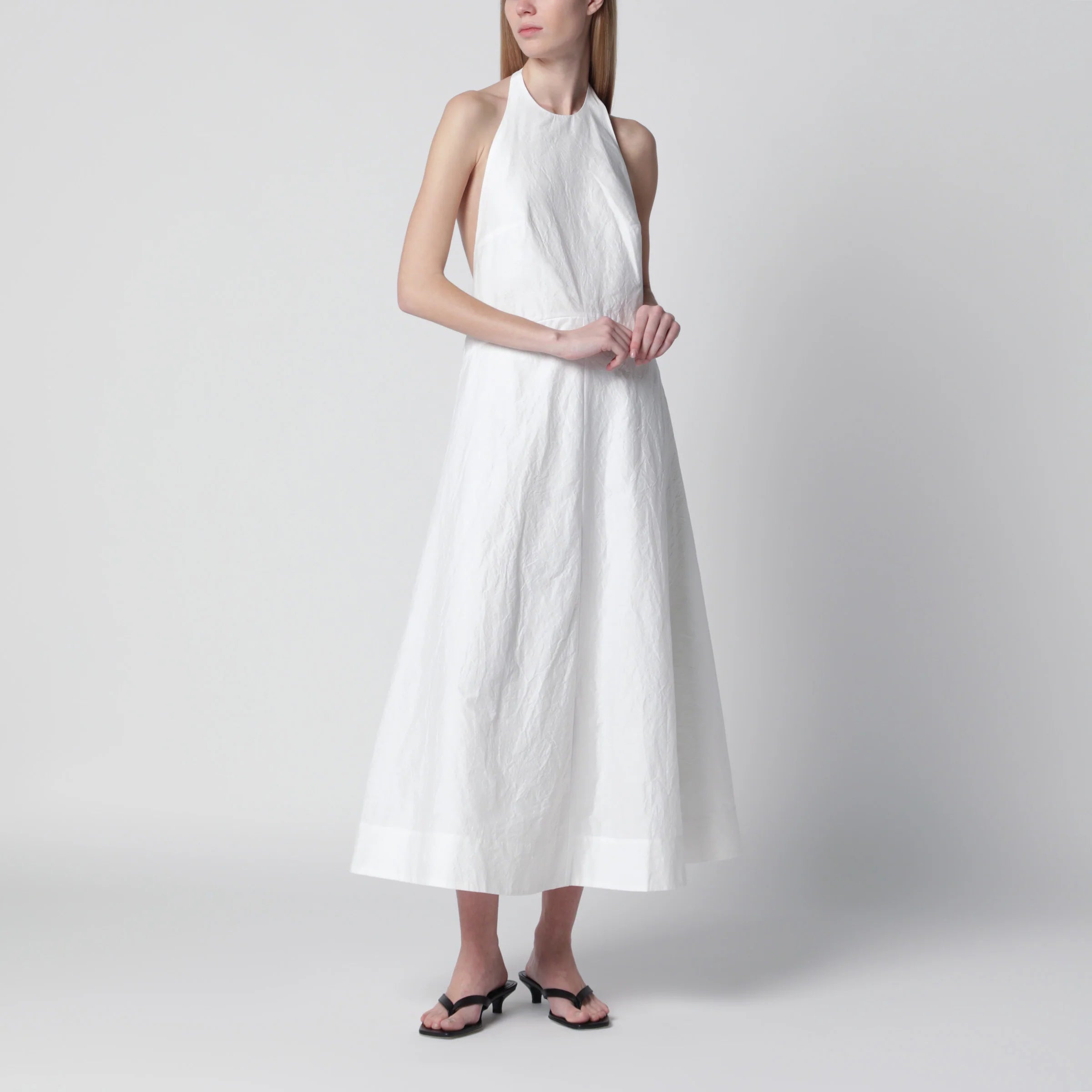 Róhe White midi dress in cotton blend