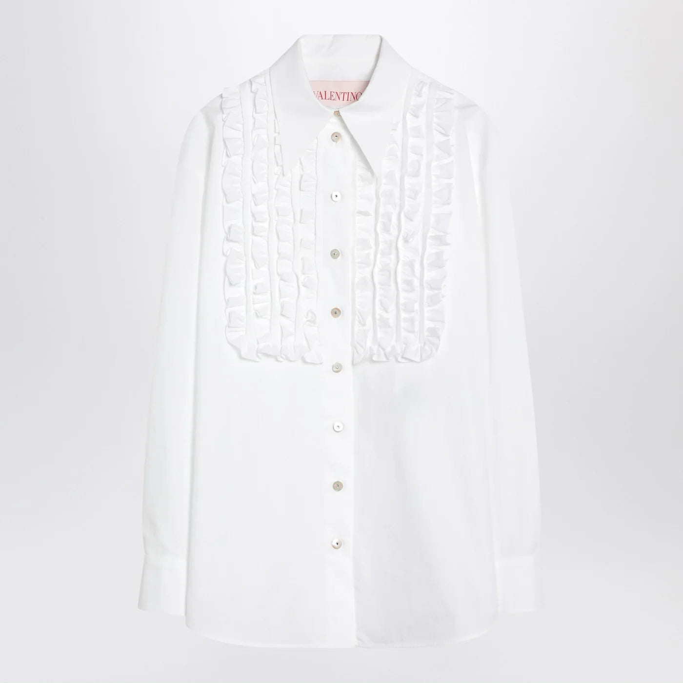 Valentino White cotton shirt with ruffles