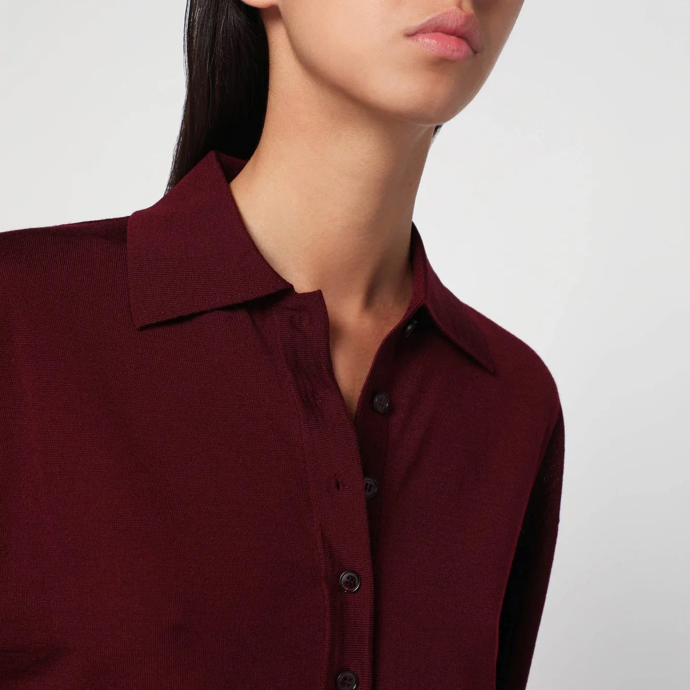 Stella McCartney Layered Bordeaux wool polo