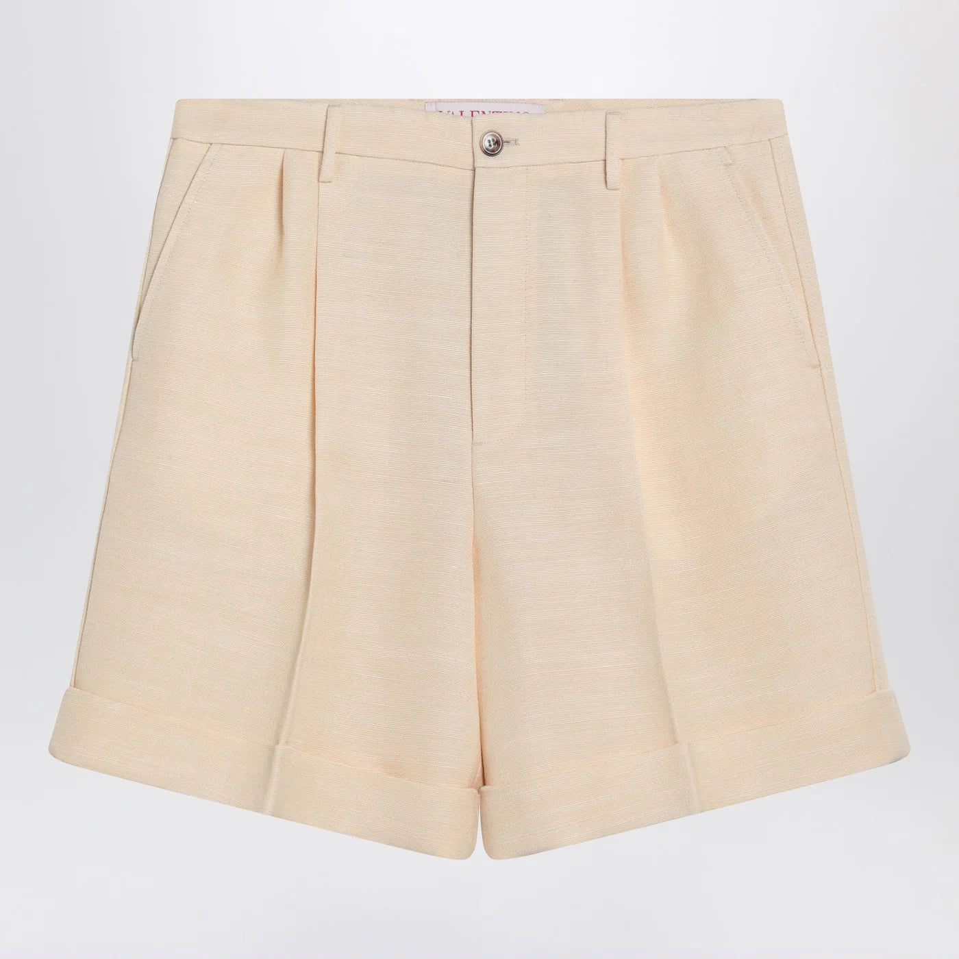 Valentino Butter-coloured Bermuda shorts with turn-ups