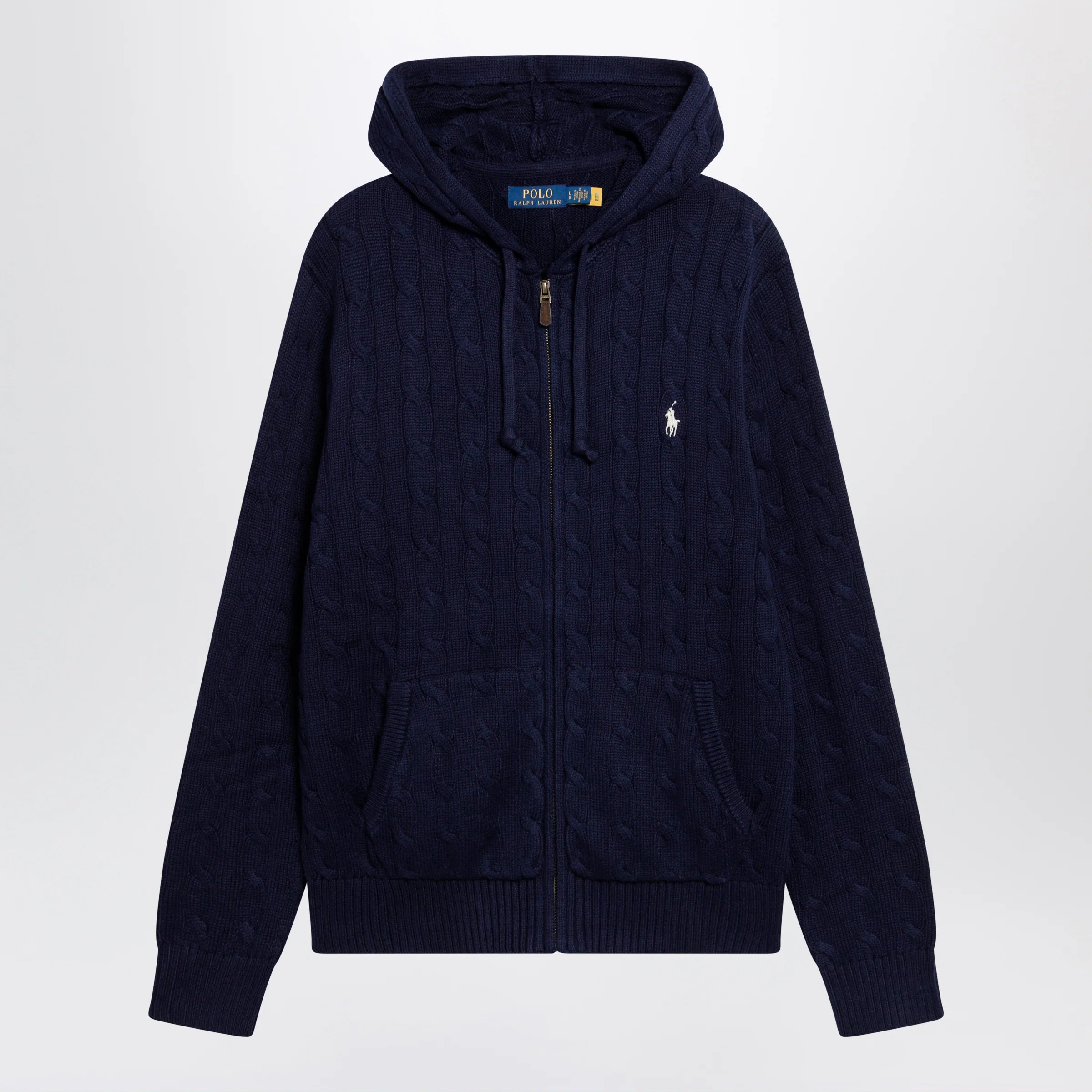 Polo Ralph Lauren Navy blue cotton cable-knit zip-up cardigan