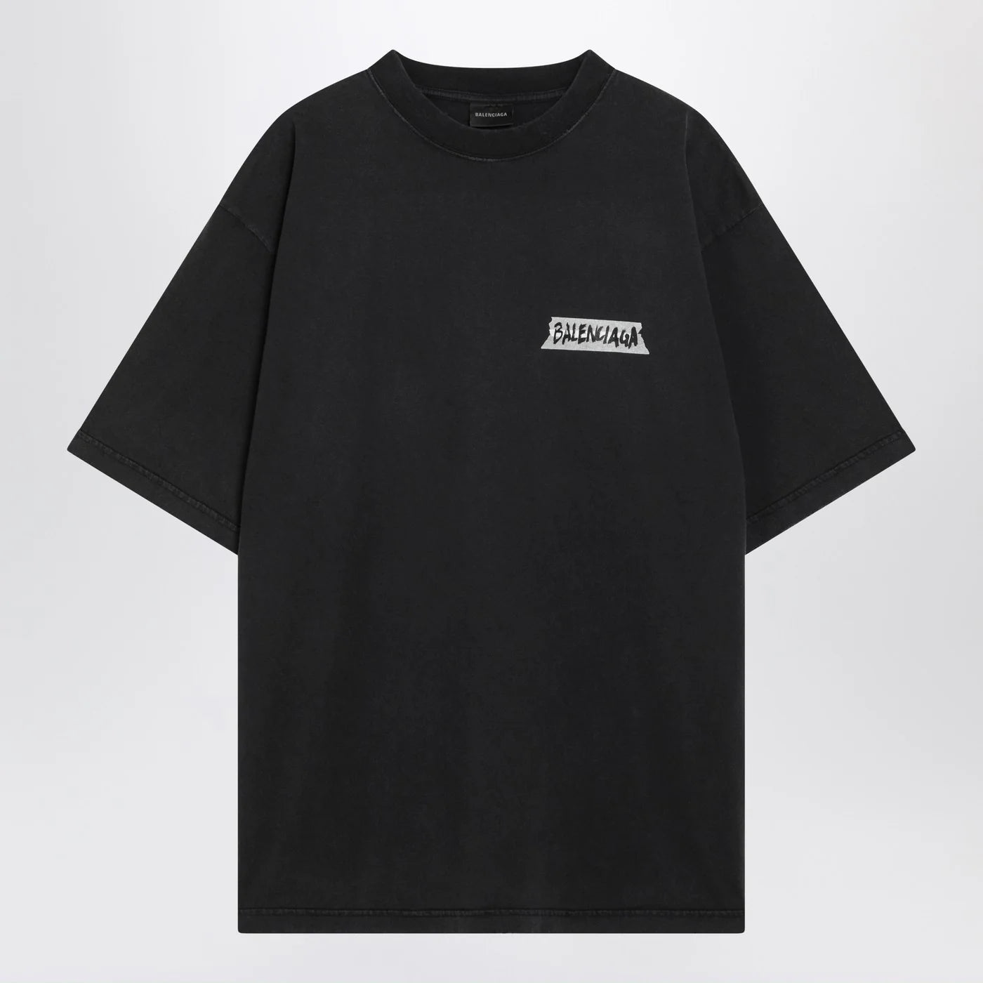 Balenciaga Black washed Masking Tape T-shirt with medium fit